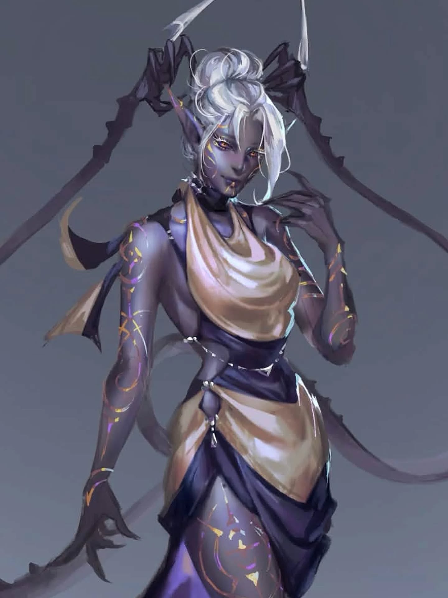 ♡ - character concept! A warrior, chosen by both golden and dark moons, to unite her divisive world.
#fantasyartist #fantasycharacterdesign #fantasyillustration #bookishartist #darkfantasyart