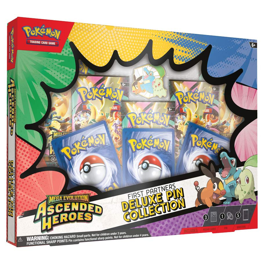 Chikorita, Tepig & Totodile — together at last! ✨ This Deluxe Pin Collection comes with 3 foil promo cards, a deluxe pin, and 5 Ascended Heroes booster packs. Limited stock available. Link in Bio #PokemonTCG #AscendedHeroes #PokemonPins #CollectorsLife #TCGCommunity