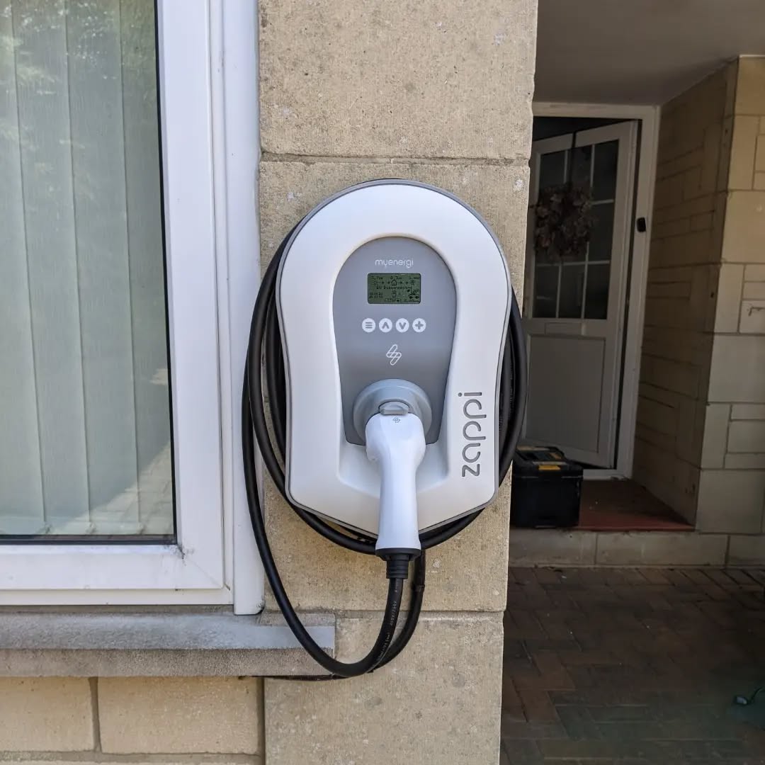 @myenergi #zappi install in #weston #bath fully integrated with the 4kw #solarpv. Customer now able to charge his #ev fully from the sun, materials supplied by @rexelbath #electrician #renewableenergy #green