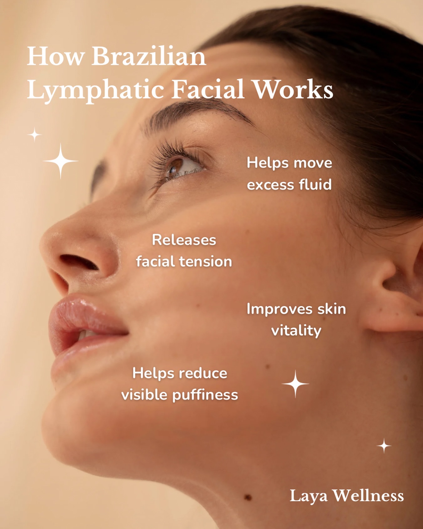 If your face feels puffy, heavy, or tense - a lot of it is fluid retention sitting beneath the surface.
The Brazilian Lymphatic Facial uses gentle, rhythmic techniques to encourage the movement of excess fluid, reduce visible puffiness, and release facial tension - leaving your face looking more refreshed, sculpted, and defined.
No harsh methods. No downtime. Just a lighter, more balanced feeling.
Book your Brazilian Lymphatic Facial at Laya Spa and Yoga.