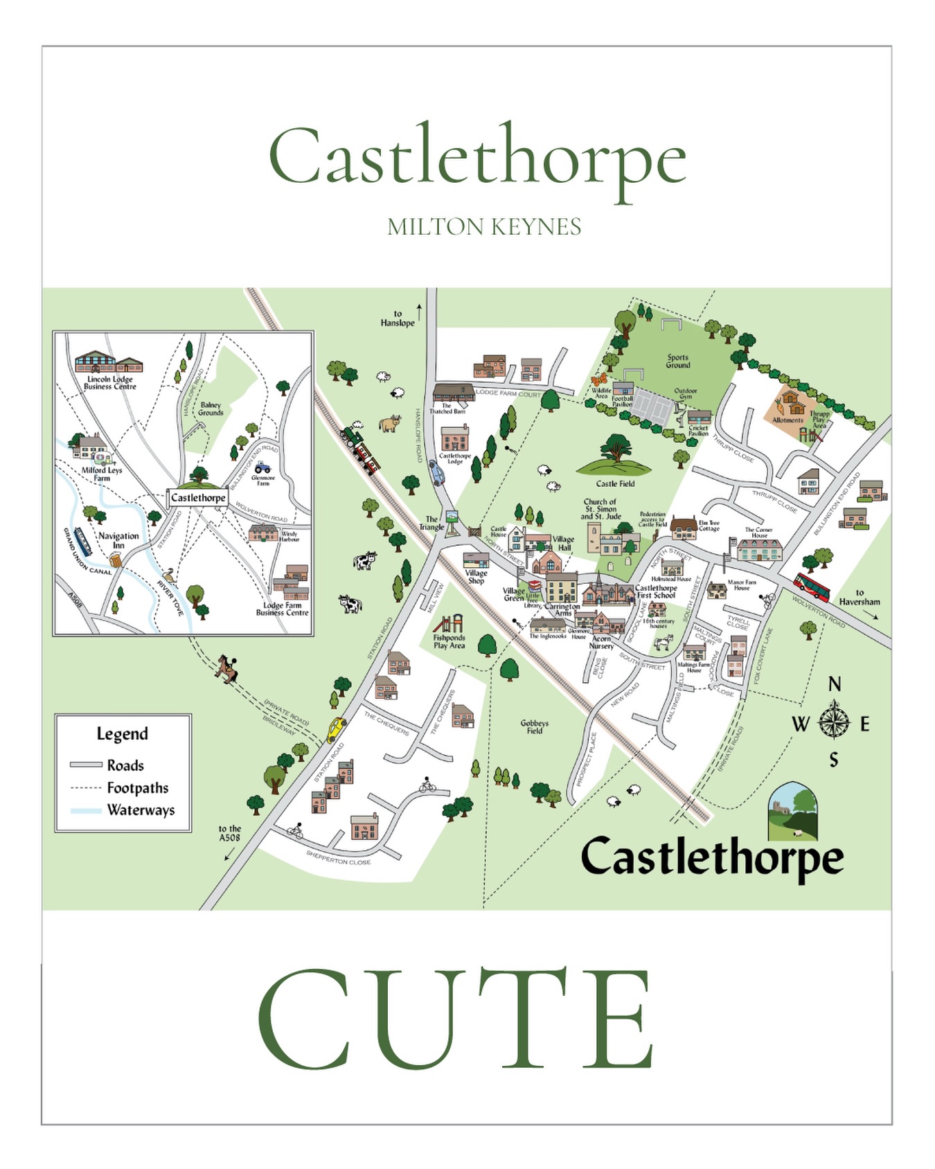 Every street, historic building, walking route and hidden corner of #Castlethorpe village captured in a cute map I designed a while back. It’s mounted on their green and it was lovely to pass by again today.
There’s something very sweet about seeing a place turned into a drawing you can stand in front of ❤️
Think your village or area deserves this treatment? My DMs are open 👀
#mapdesign #mapdesigner #miltonkeynessmallbusiness #miltonkeynesbusiness
