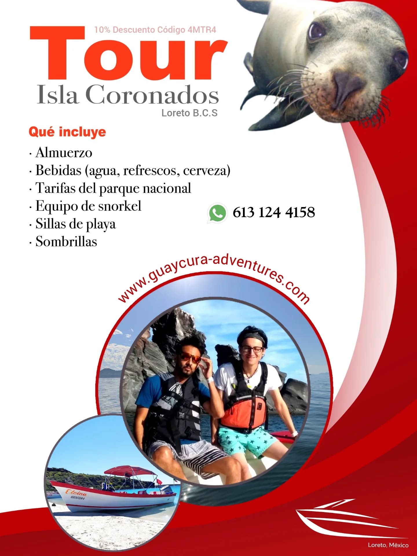 🌊✨ Esta primavera vive algo que no se olvida…
Escápate a Isla Coronado y descubre uno de los secretos mejor guardados del Mar de Cortés 🐬🌴
Imagina esto:
🌊 Agua turquesa totalmente cristalina
🏝️ Playa virgen de arena blanca
🦭 Lobos marinos en su hábitat natural
🌋 Un paisaje volcánico único en México
No es cualquier tour… es una experiencia que parece de otro planeta 🚤✨
✔️ Ideal para fotos increíbles
✔️ Perfecto para relajarte o aventurarte
✔️ Momentos que valen cada segundo
🔥 Reserva hoy y obtén 10% de descuento con código: 4MTR4
📲 613 124 4158
🌐 https://www.guaycura-adventures.com
⚠️ Cupo limitado — estas experiencias se llenan rápido
#LoretoBCS #IslaCoronado #MarDeCortes #ViajaMexico #ExperienciasUnicas 🌊✨