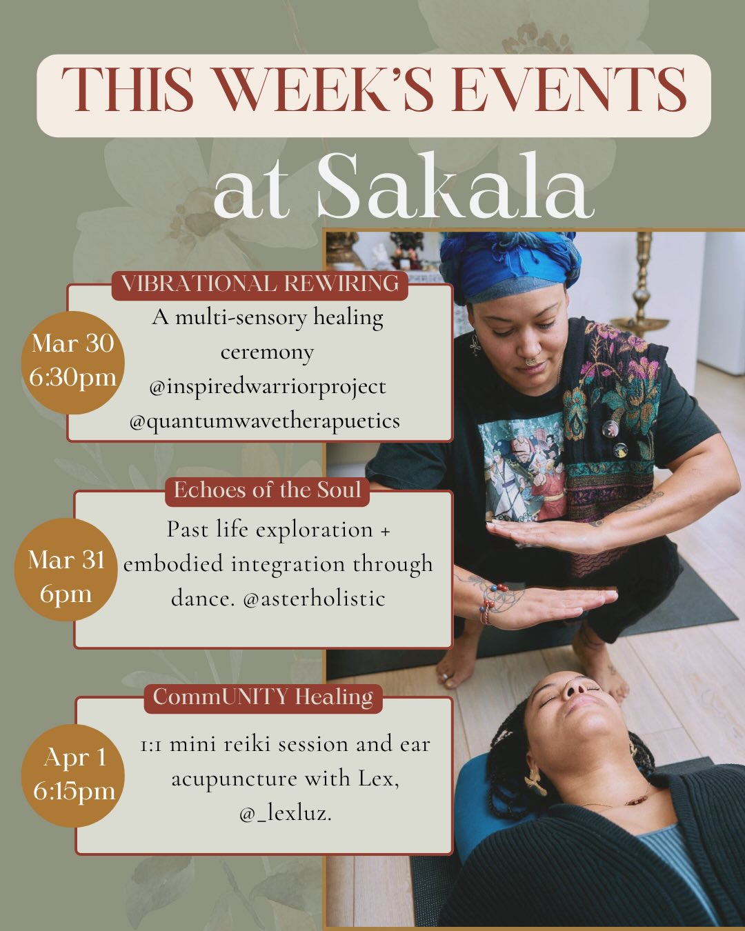 Lots happening at Sakala this week ✨
From breathwork and sound healing ceremonies to reiki, acupuncture, cacao, and community gatherings; there are so many opportunities to slow down, reconnect, and nourish your mind, body, and soul.
Whether you’re craving deep healing, spiritual exploration, or simply a space to be in community, there’s something here for you 🤍
Click the events link in bio to full the full calendar & register to what calls to you!
& Check the last slide for 1:1 healing with @handsofoshunlmt & @quantumwavetherapeutics 🙏
#denverevents #eventsindenver #healingcommunity #denvercommunity #sakaladenver