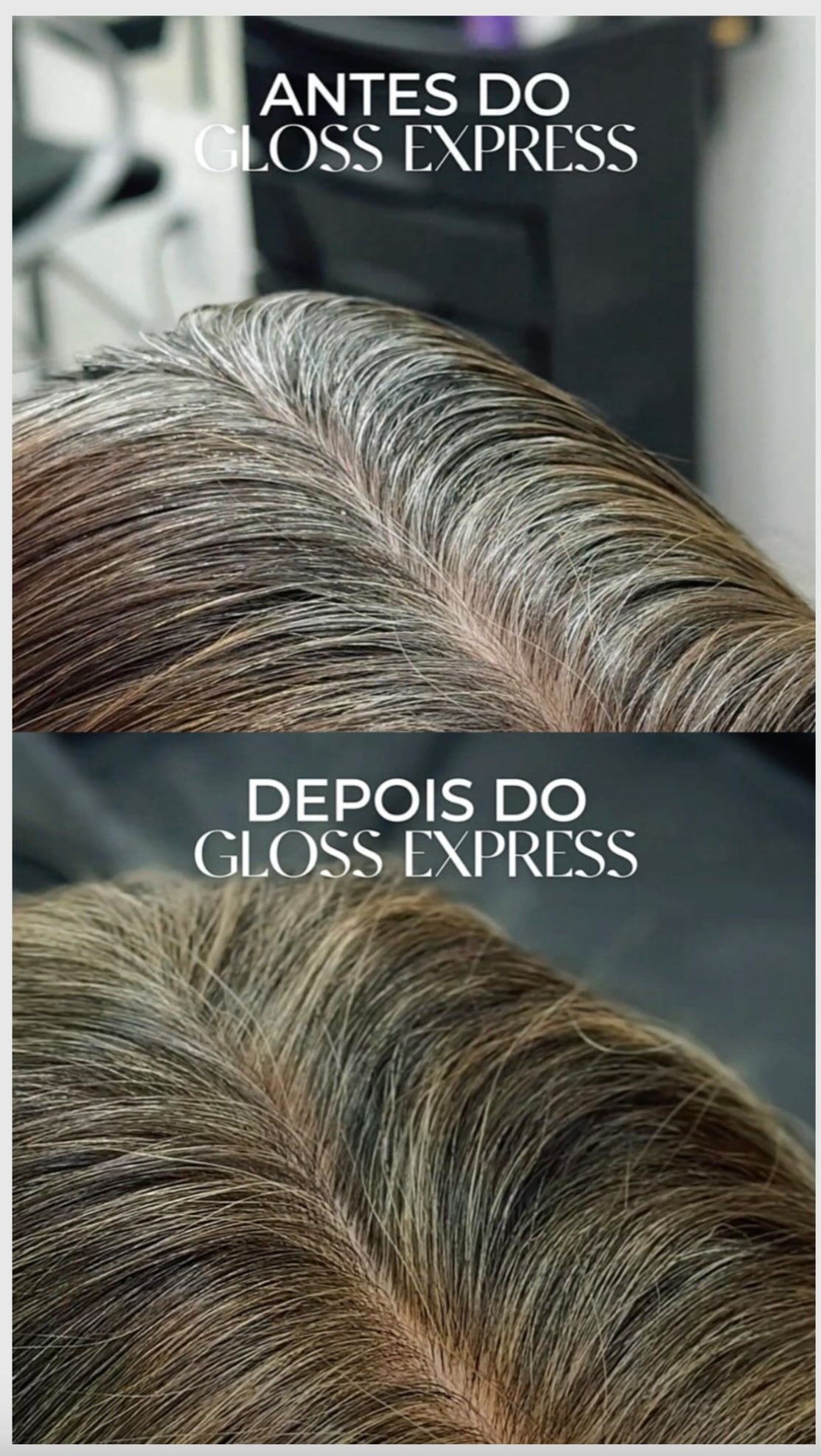 antes: os branquinhos começando a aparecer
depois: tudo alinhado, brilhando e com cara de cabelo bem cuidado
o gloss express não muda seu tom
ele só corrige, ilumina e devolve vida pros fios
e o melhor: sem aquele efeito pesado de tinta
é o tipo de retoque que ninguém percebe…
mas todo mundo nota ✨