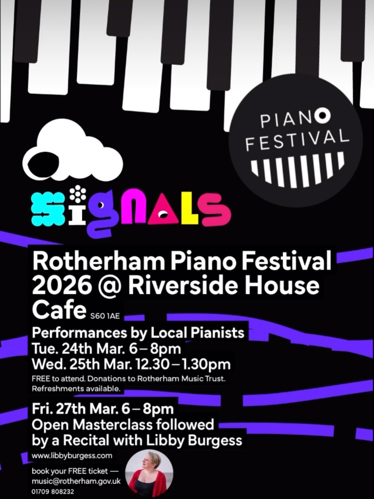 Tonight 6-8pm we have piano performances from local pianists at Riverside house. All for FREE! 🥳
Come on by and soak up the sounds of local talent on the amazing Steinway in Riverside Cafe!🎹
Part of the Signals 2026 year round programme!
#signalsfestival #rotherham #piano #festival #communitymusic