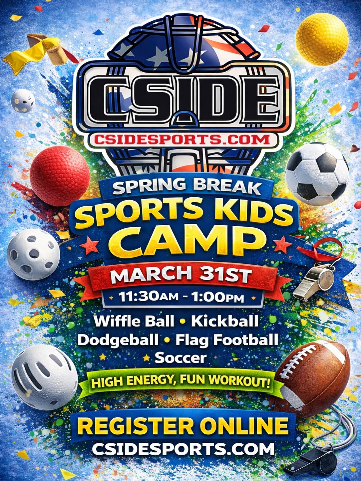 Check this out! Ages 6-11 Not ⚾️ or 🥎. It’s a high energy, fun workout playing a variety of games run by our trainers. All are welcome, register boy or girl online. Csidesports.com