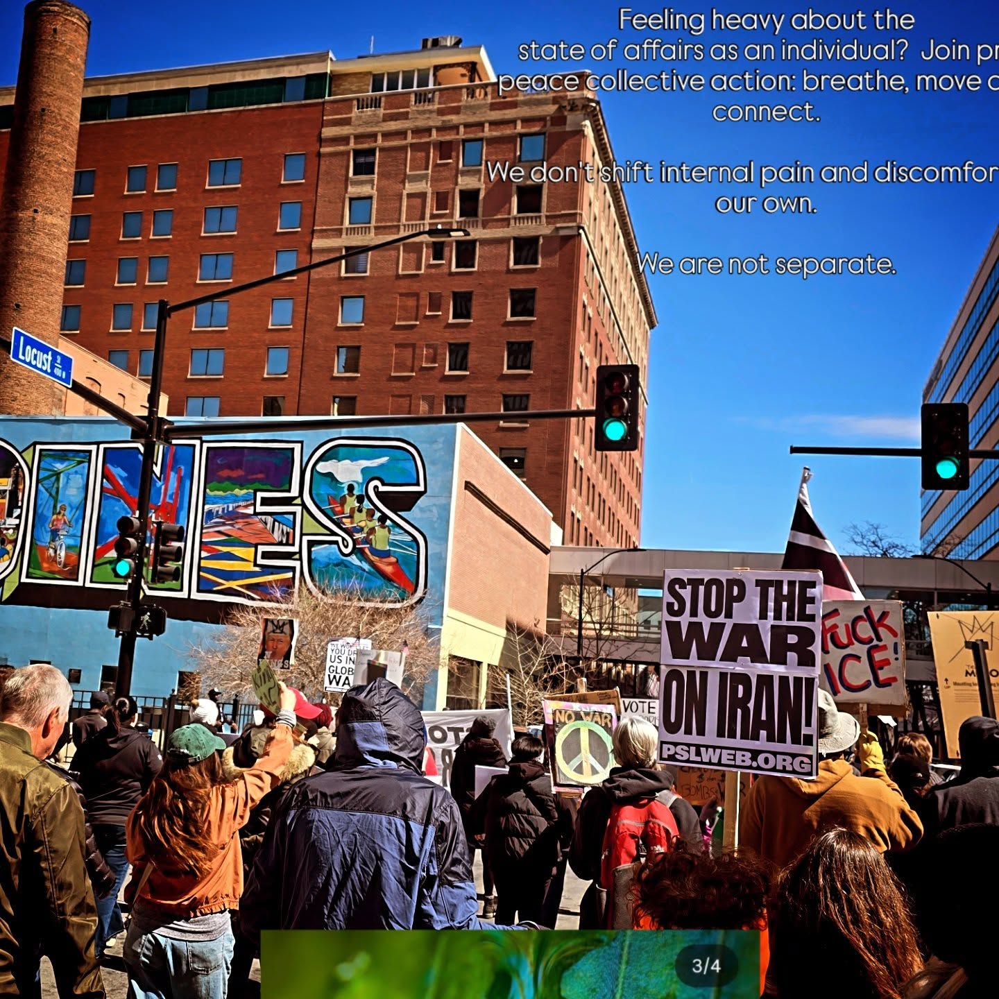 Feeling heavy about the
state of affairs as an individual?
Join pro-peace collective action: breathe, move & connect.
We don't shift internal pain and discomfort on our own.
We are not separate.
#breatheforchange #notinourname #peace #coherence