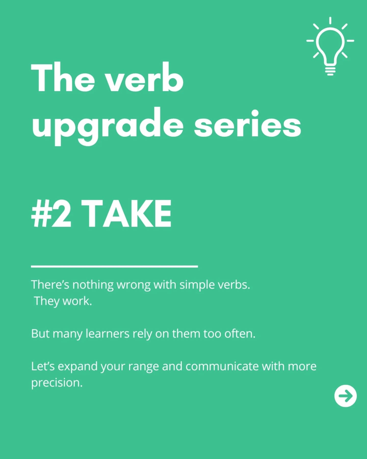 How often do you use the verb 'take'? 🤔
It's everywhere. Meetings, decisions, actions.
And just like 'get', it can quickly become your default choice.
When that happens, your English can start to feel a little safe, less precise.
The solution? More awareness of your word choices.
In the Verb Upgrade Series, we look at one of the most common verbs - TAKE - and explore how to use more precise, natural alternatives.
Small change. Big impact. 🔥
#learnenglish #englishvocab #englishtips #vocabulary #improveyourenglish
