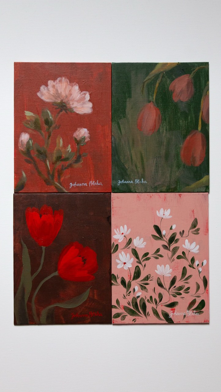 four paintings of my new painting series garden fragments
acrylic on canvas board
18x24cm
2026
find them now online - link in bio
#art #floralpaintings #malerei #paint #flowerstagram