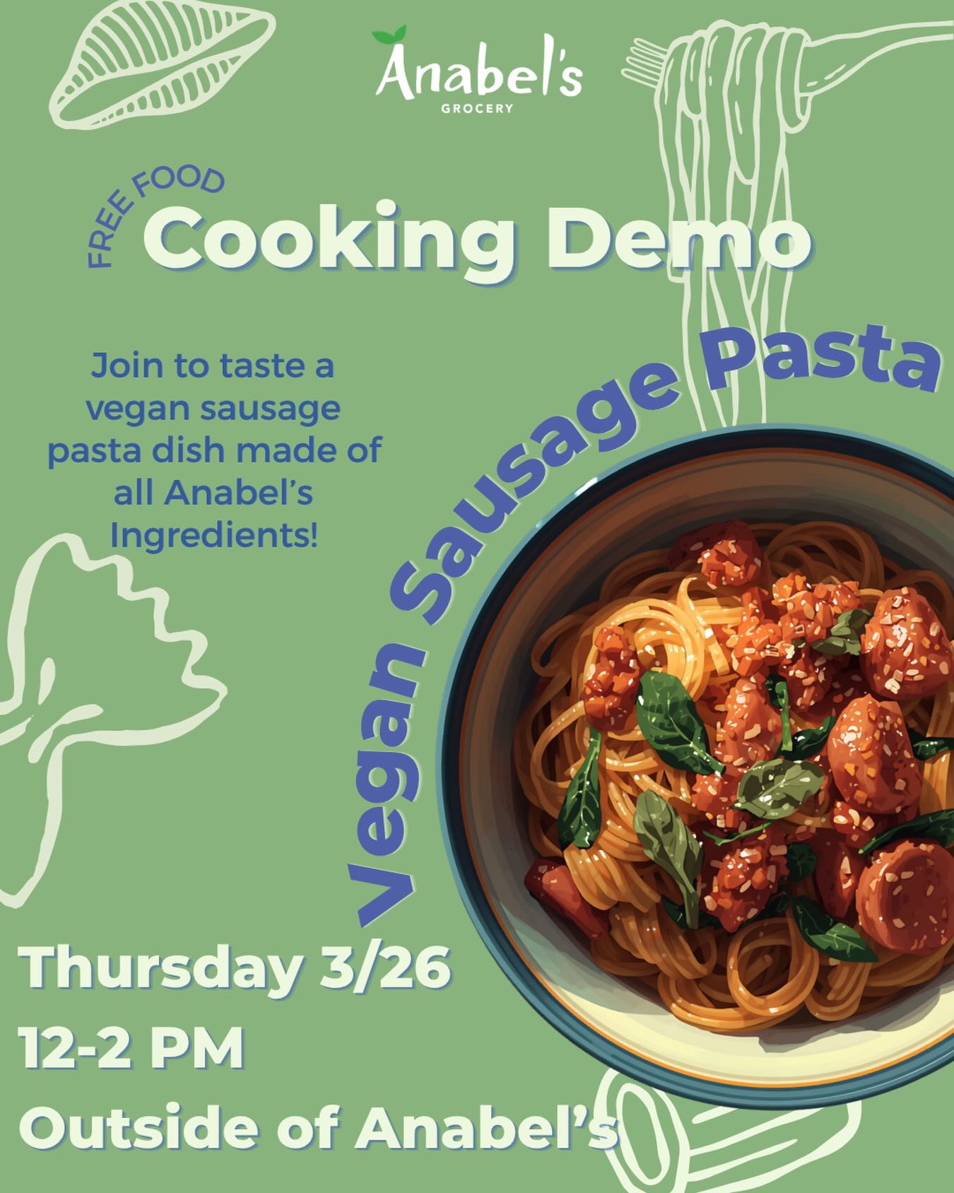 Come join us for a cooking demo and pick up all the ingredients at Anabel’s to make your own! Pasta-bly the best lunch plans you’ll make this week 🍝✨