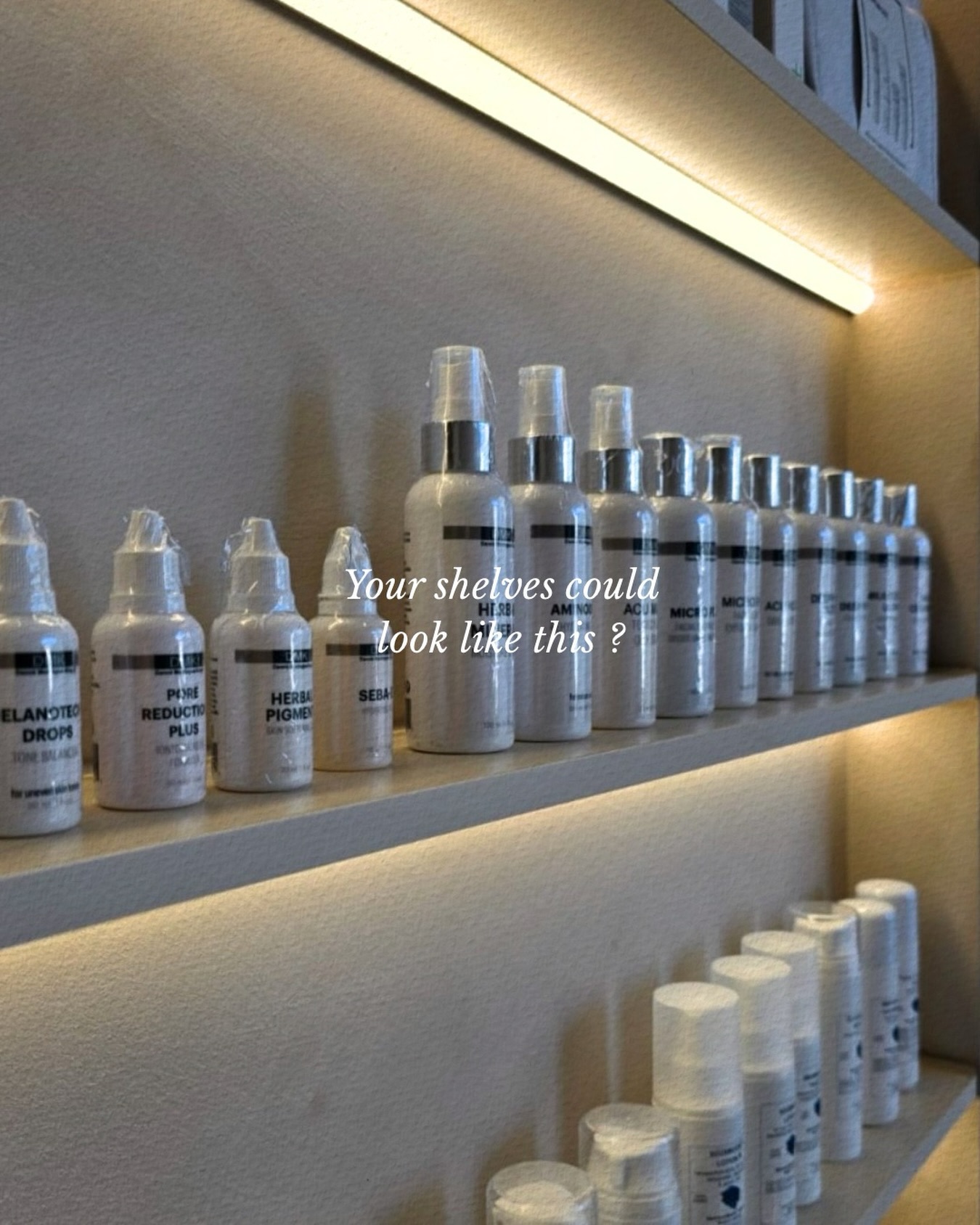 Your shelves could look like this…
Fully stocked with DMK, designed to rebuild your skin from the inside out.
Because real results come from consistency, not quick fixes.