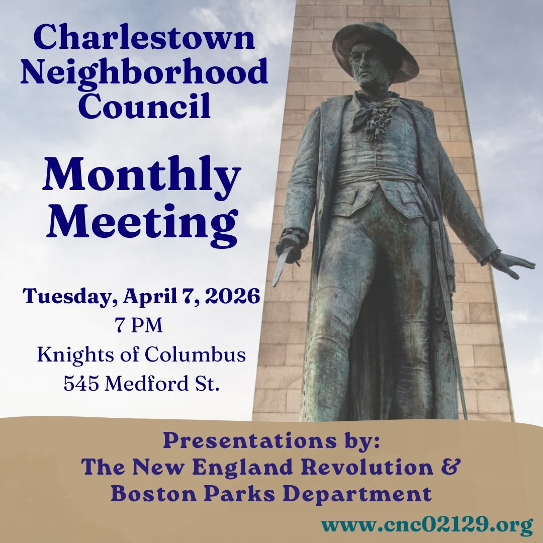 Join us for the April @cnc02129 General Meeting on Tuesday, April 7 at 7 PM.
The agenda includes presentations by @nerevolution and @bostonparksdept on Barry Playground.
Bring your questions, ideas, and neighborhood concerns. Hope to see you there.