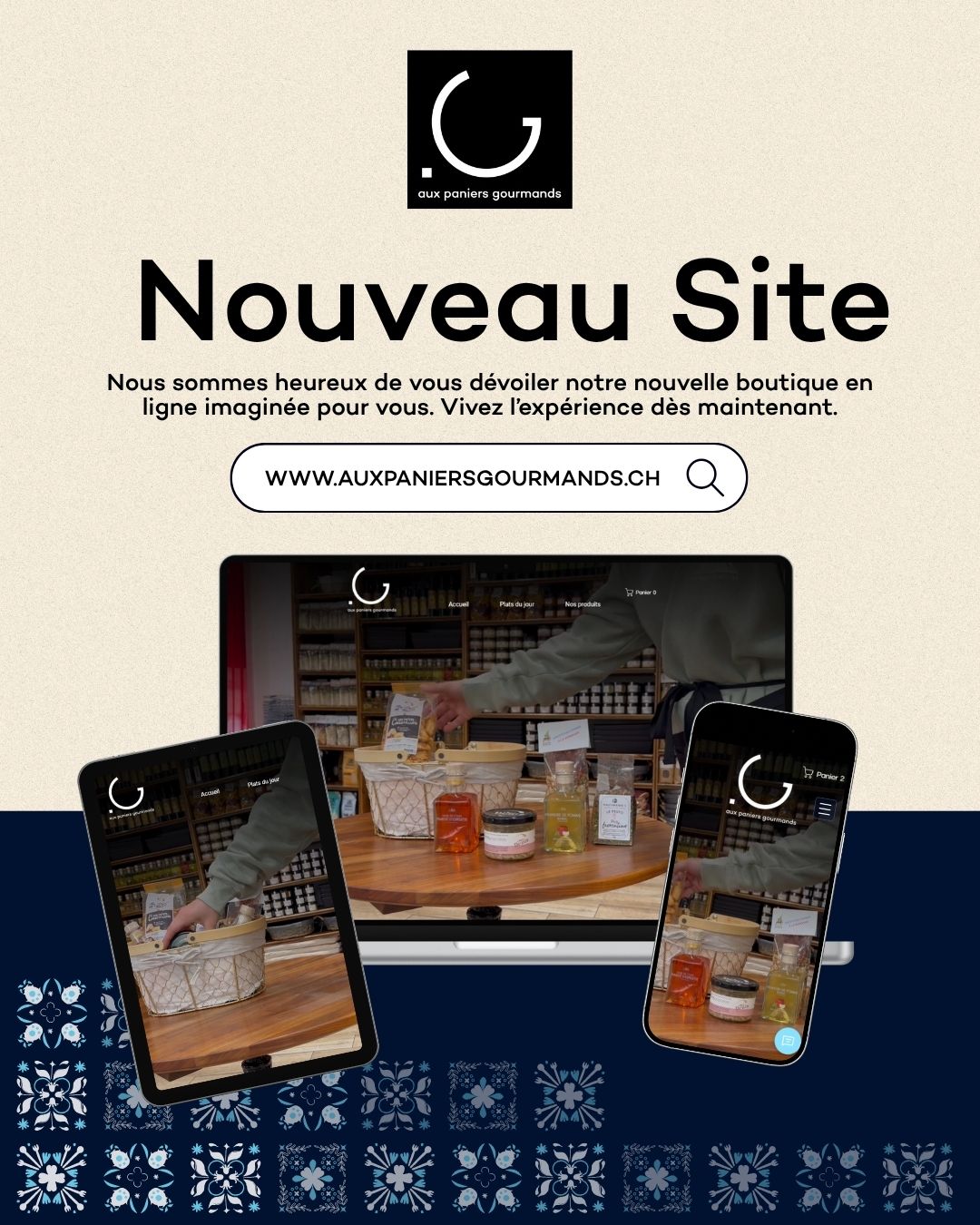 ✨ 𝗡𝗼𝘁𝗿𝗲 𝗻𝗼𝘂𝘃𝗲𝗮𝘂 𝘀𝗶𝘁𝗲 𝗲𝘀𝘁 𝗲𝗻 𝗹𝗶𝗴𝗻𝗲
Nous sommes vraiment heureux de vous le partager. Un espace pensé pour vous, pour découvrir nos produits tranquillement, depuis chez vous.
🛍️ Paniers gourmands
🎁 Idées cadeaux
🌿 Produits du terroirs
Chaque détail a été imaginé pour vous offrir une expérience simple, agréable… et surtout gourmande 💛
👉 Découvrez-le ici :
🌐 𝘄𝘄𝘄.𝗮𝘂𝘅𝗽𝗮𝗻𝗶𝗲𝗿𝘀𝗴𝗼𝘂𝗿𝗺𝗮𝗻𝗱𝘀.𝗰𝗵
Et bien sûr, nous nous réjouissons toujours autant de vous accueillir aussi en magasin.
#AuxPaniersGourmands #NouveauSite #Neuchatel #ProduitsLocaux #PaniersGourmands #Gourmandise #IdeeCadeau #Artisanat #Suisse #ShopLocal #FaitAvecAmour #SupportLocal