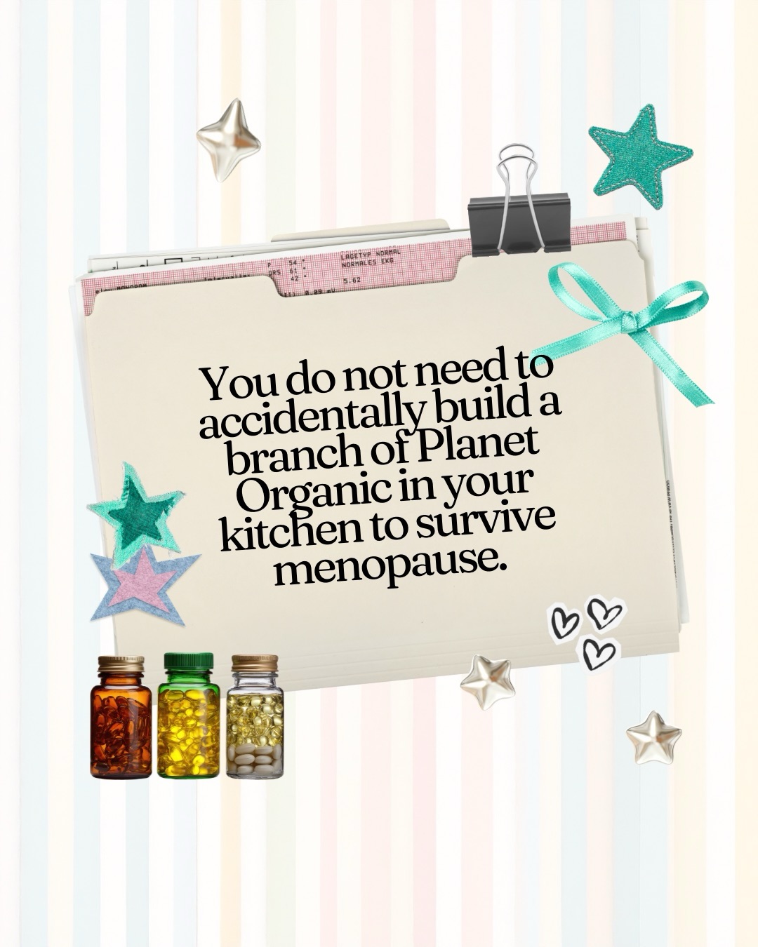 You don’t need 14 powders and a prayer.
And yet, this is exactly what so many midlife women end up doing.
Trying to fix symptoms one by one
Tired → take B vitamins
Can’t sleep → add magnesium
Achy → turmeric
Still achy → add boswellia
Bloated → probiotics
Low energy → electrolytes
Skin and joints → collagen
Heard about creatine → add that too
Before you know it, your morning routine looks like a small pharmacy and your breakfast costs more than your weekly food shop.
And you still don’t feel quite right.
Supplements aren’t the problem.
Random, symptom-by-symptom supplement collecting is.
Because supplements can support a plan. They cannot replace one.
A surprising amount of what you’re looking for can start to improve with the unsexy basics:
Eating a proper breakfast with protein and fibre
Eating regularly across the day instead of “I’ll just grab something later”
Balancing blood sugar so you’re not living on caffeine and adrenaline
Moving your body consistently
Getting enough sleep to actually recover
Then, and only then, do supplements start to make real sense.
Not as a scattergun approach.
Not as a wish and a prayer.
But as targeted support.
You don’t need a cupboard full of capsules.
You need a plan your body can actually respond to.
So tell me…
What’s the one supplement you bought because someone on Instagram convinced you it would change your life? 👀
#menopauserelief #midlifewellness #menopausesymptoms