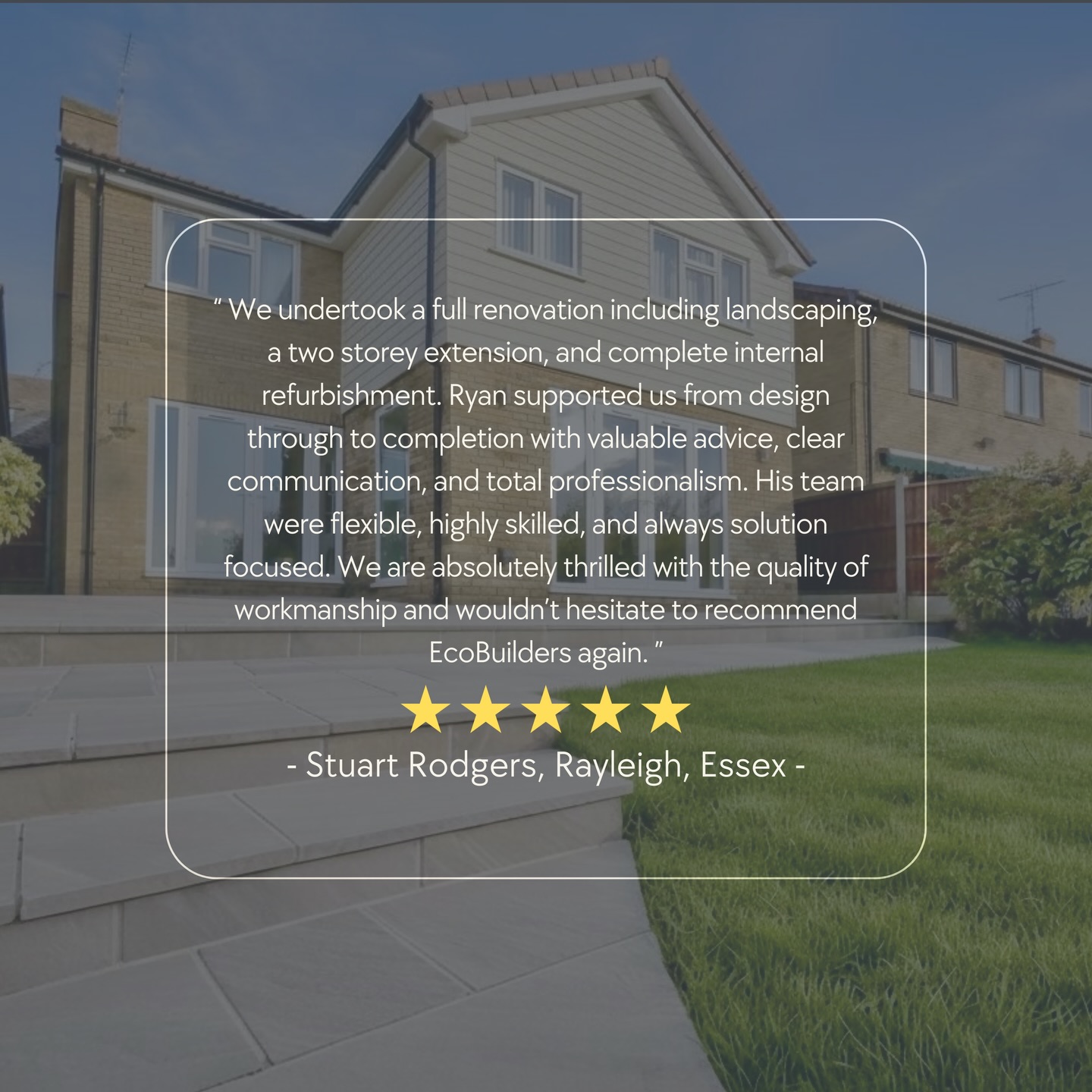 Client Feedback
There’s nothing more important to us than how our clients feel at the end of a project.
This particular renovation brought together a full internal refurbishment, a two storey extension, and landscaping, all delivered as one complete package.
From early design stages through to completion, the focus was on clear communication, considered decisions, and a smooth, well managed process throughout.
Hearing feedback like this is exactly why we do what we do.
A reflection of the standards we hold, and the experience we aim to deliver on every project.
📞 07734 256314
📧 info@ecobuilders.green
🌐 www.ecobuilders.green
#EcoBuilders #ClientFeedback #EssexHomes #DesignAndBuild #BuiltOnTrust