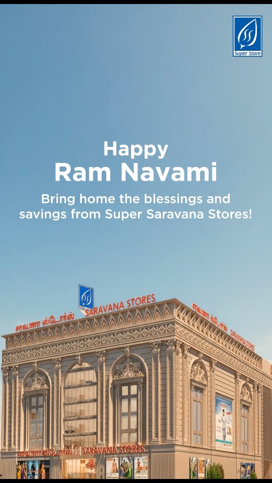 May this Ram Navami bring harmony to your home and fill your life with positivity.
Wishing you and your family a blessed Ram Navami from Super Saravana Stores 🙏
#RamNavami #FestiveVibes #SuperSaravanaStores #DivineBlessings #FestivalWishes
