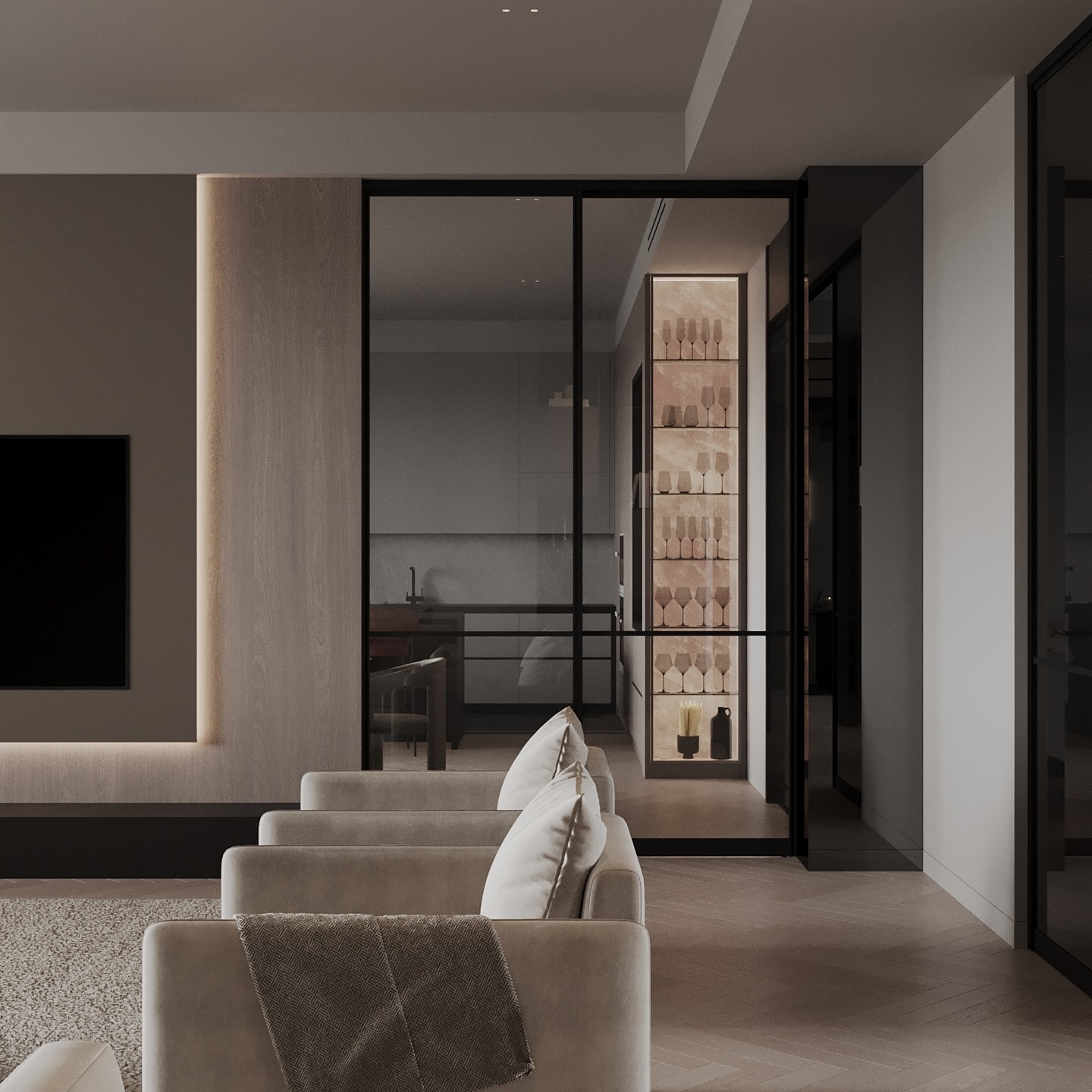 Рассматривали в этом проекте дома и отделенную гостиную от кухни, и визуально общую за стеклянными тонированными перегородками. Вы бы себе какой сделали?
Проект дома 800 кв.м
#hl_design_800 🏡