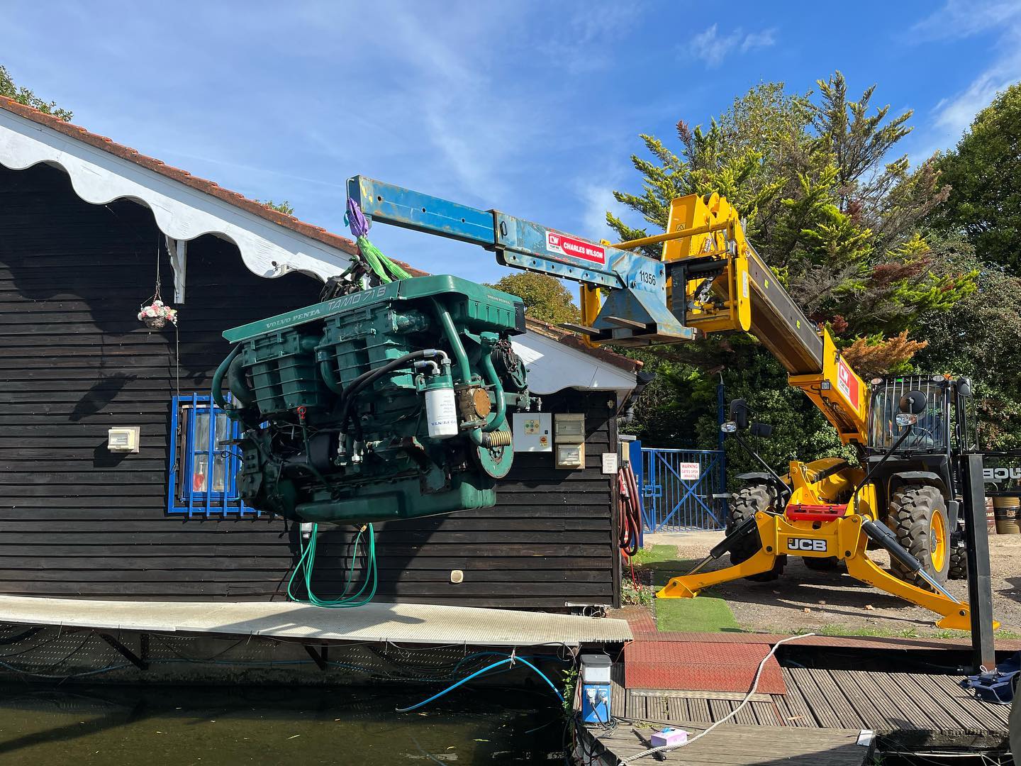 Fuel tank replacement #marineengineering #lifting #boatyard #volvopenta #boat #marine #riverthames