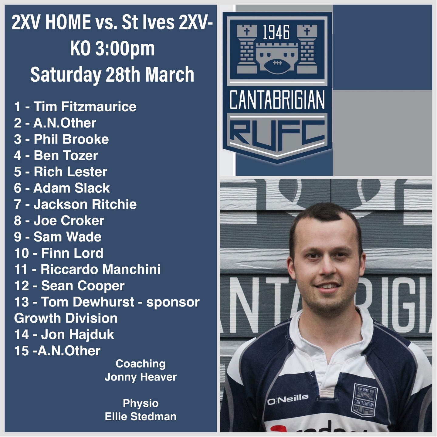 💥SQUAD ANNOUNCEMENT💥
Our 2XV will be at HOME tomorrow vs @st.ivesrufc 2XV, kick off 3pm!
Join us for an afternoon of rugby, there’s all to play for as we head into our final weeks of the season!
📸 @bwsportsphotography
#rugby #cantabs #cantabsrugby #socialrugbyincambridge #cambridge
