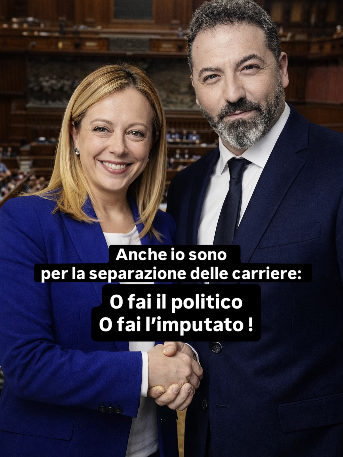 Anche io sono per la separazione delle carriere: o fai il politico o fai l’imputato!! 😎😂