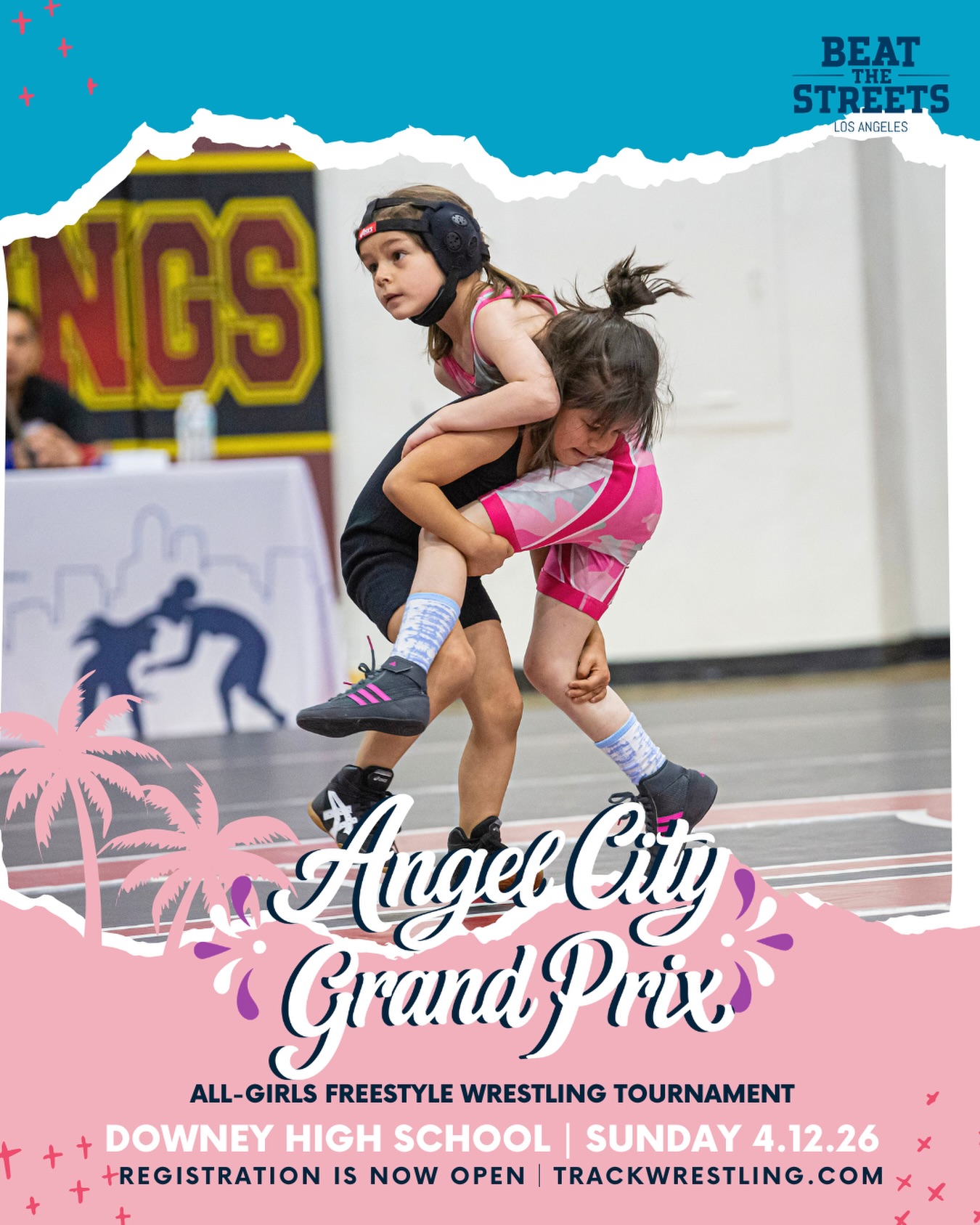 The Angel City Grand Prix is just TWO WEEKS AWAY!
Beat the Streets Los Angeles is proud to host our all-girls freestyle wrestling tournament on Sunday, April 12 at Downey High School. Athletes from across the state will come together to compete, showcase their skills, and be part of the unstoppable growth of girls’ wrestling.
📍 Downey High School
⏳ Registration Deadline: Saturday, April 11 @ 10:00 PM (Trackwrestling)
❌ No walk-ups allowed
Spots are filling up fast, secure yours now through the link in bio!