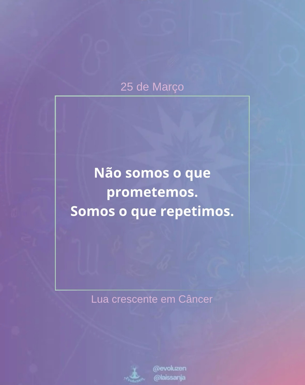 25 de março 🌟✨
Coloque a vida em ordem, perceba o que você já não pode mais esconder. O dia começa com um peso claro e impossível de ignorar, o Sol encontra Saturno logo no início da manhã, e esse encontro não abre espaço para distração ou fuga, ele coloca tudo em um lugar mais sério, mais concreto e mais exigente. Existe um chamado para assumir responsabilidade, para olhar com honestidade para o que está sendo construído e para reconhecer o que de fato se sustenta e o que não se mantém mais. Não é um dia de tentativa, é um dia de realidade, de limite e de compromisso com aquilo que foi iniciado. A Lua já está em Câncer e traz o emocional para o centro da experiência, fazendo com que tudo seja sentido com mais intensidade e envolvimento.
Ao longo do dia, essa Lua entra em tensão com o Sol e com Saturno, evidenciando um conflito direto entre aquilo que se sente e aquilo que precisa ser feito. Existe desconforto, existe pressão interna e existe uma necessidade de lidar com algo que talvez você preferisse evitar, mas que agora exige presença.
No período da tarde, a Lua entra na fase crescente, e isso muda o movimento do dia. O que até então era percepção passa a exigir ação, direção e continuidade. Não é mais sobre entender, é sobre começar a sustentar na prática aquilo que foi iniciado. Esse crescimento não vem leve, ele vem com responsabilidade e com a necessidade de fazer escolhas mais conscientes.
O dia pede maturidade para não agir apenas a partir do emocional, mas também não ignorar o que está sendo sentido. Existe um ajuste acontecendo, e ele mostra com clareza onde é preciso estruturar melhor, onde é preciso assumir e onde não dá mais para continuar da mesma forma.