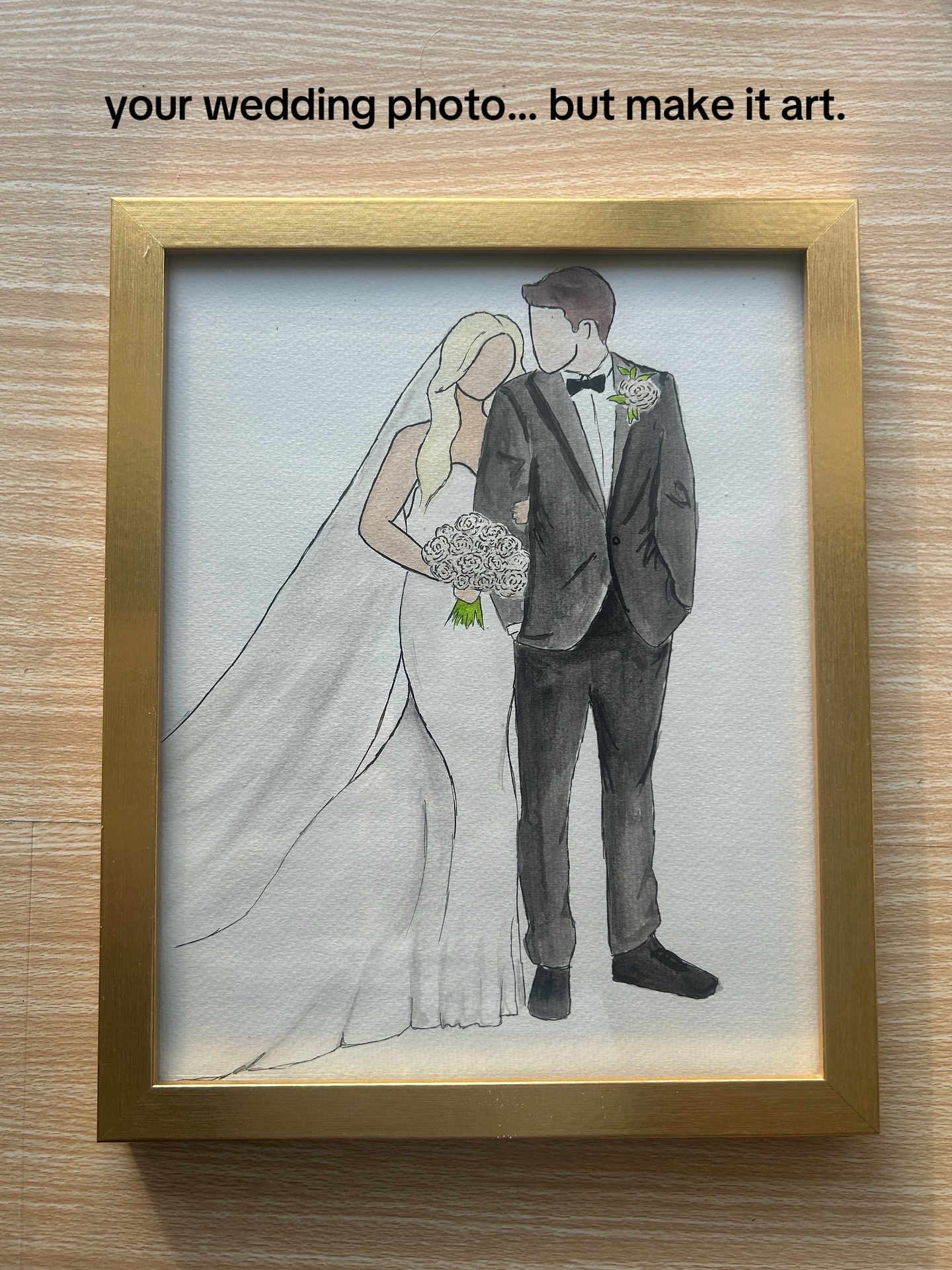 Bride & Groom Portraits are now available!! Custom, hand-painted watercolor illustrations based on your favorite wedding photo ✨
Each piece is created to feel timeless, personal, and frame-worthy—perfect for your home or as a meaningful gift. All bride and groom portraits are created in my studio and mailed to you!
Details:
• 9x12 watercolor portrait
• Hand-painted from your photo
• Minimal, romantic style
Spots are limited as I open these up 🤍
Visit hannahkorfonta.com or message me to get started!
#weddingportrait #2026bride #2027bride #weddingpainting #liveweddingpainter