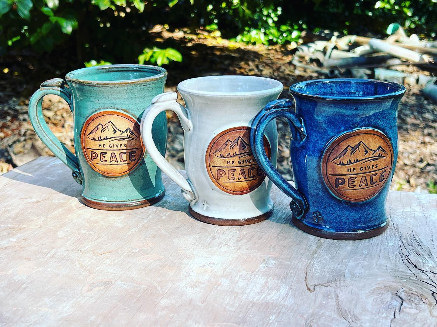 No matter what trials you may be facing in life, what a blessing to rest in the peace of God through our trials! #instapottery #wheelthrown #potterymugs #ncpottery #potterylife #wheelthrownmugs #etsypottery #handcrafted #buyhandmade #clay #potter #pottery #artanddesign #potterythrowing #pottersofinstagram #handcrafted #mugshotmonday #cvpots #chosenvesselpottery