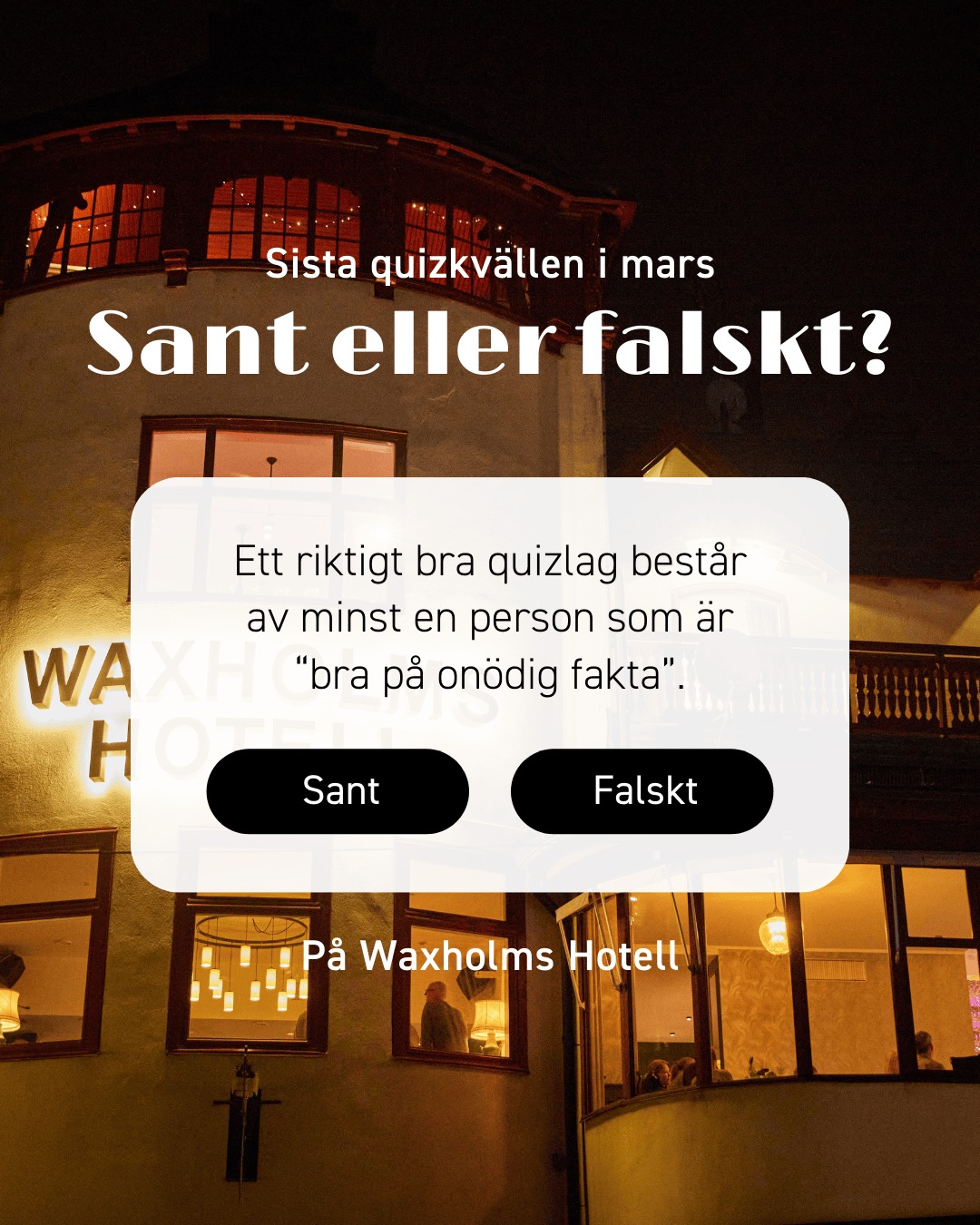Alla lag har en...
Personen som kan konstiga huvudstäder, gamla hitlåtar och helt orimliga rekord.
Ta med dem på torsdag, sista quizkvällen i mars, kl 19:00 på Nyckelbaren.
Med:
@marcusthapper
@clarulk
@jontetengwall