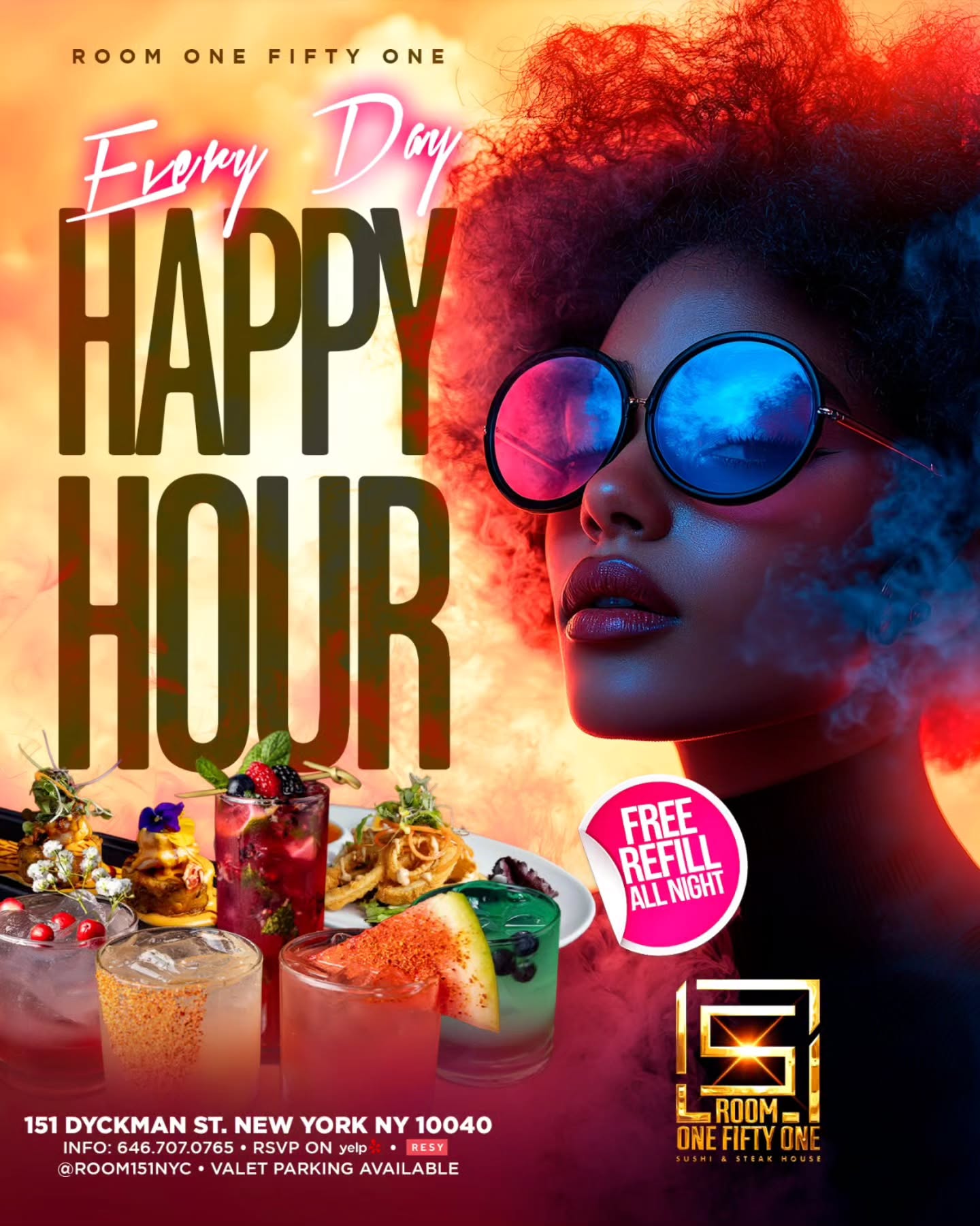 Enjoy amazing drinks, delicious bites, and a vibe that keeps going all night
Free refills all night—because one is never enough 😉
Pull up with your crew and make it a night to remember 💃
#HappyHour #NYCNightlife #Dyckman #DrinkSpecials #CocktailVibes FoodAndDrinks