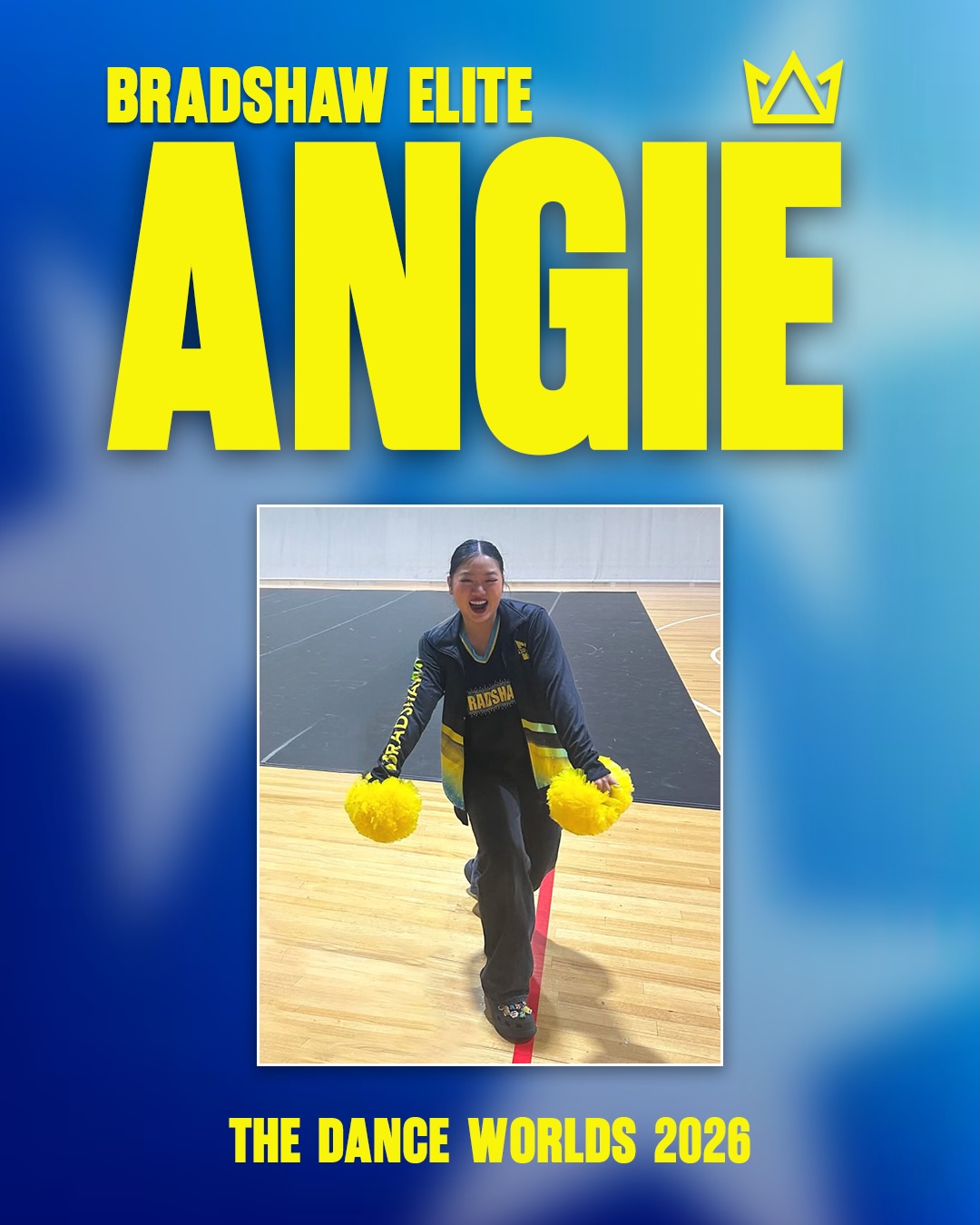 Our newest team member! We love you Angie snd can’t wait to share this adventure with you! 💛💙🌏 @hau.areyou #bradshawelite #worlds2026