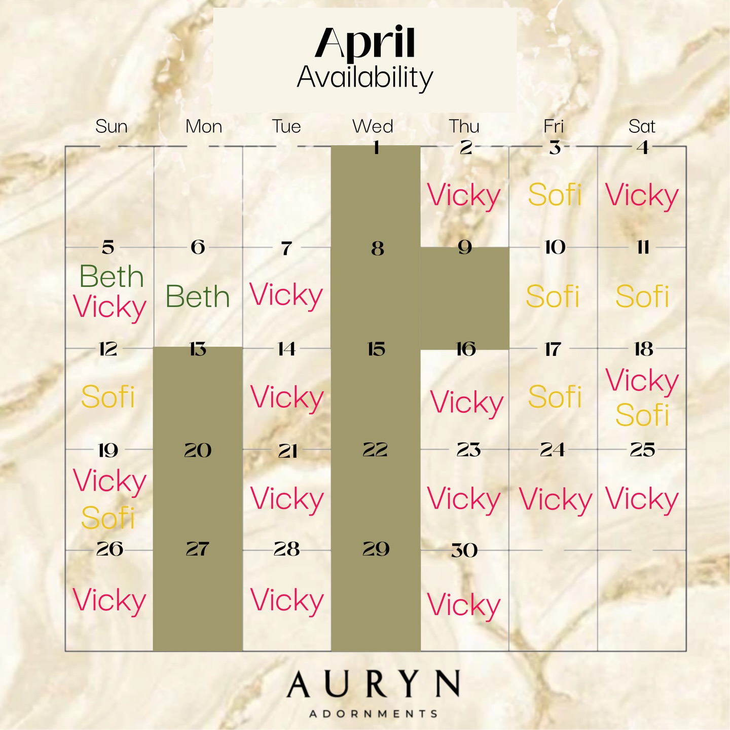 April’s diary is now open. Head to the link in our bio to book your spot. ✨