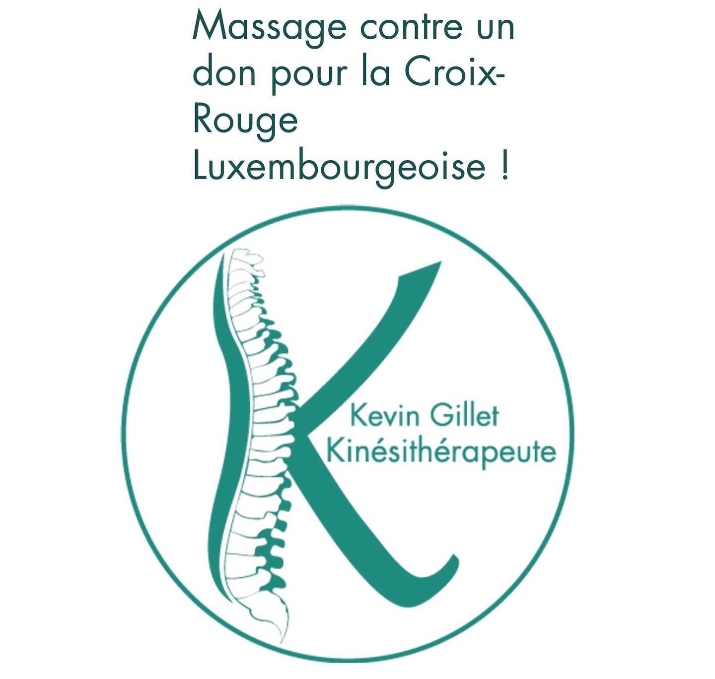 A l’occasion de son ouverture, le nouveau cabinet de kinésithérapie situé à Bissen L - 7796, 2, Rue An der Bléi.
Ouvrira ses portes les samedis 4, 11, 18, 25 septembre de 10h à 18h afin de fournir des séances de massage au profit de la Croix-Rouge luxembourgeoise.
- Votre don de minimum 10 euros sera intégralement versé à la Croix-Rouge.
- Le massage durera 30 minutes.
- Réservation et renseignements par téléphone au : 00352 691 308 703
- Sur le site internet : https://www.kinesitherapeute-bissen-gillet-kevin.com
#kinesitherapie #bissen #croixrouge #croixrougeluxembourgeoise #cabinet #reeducation #massage #santé #kinesitherapeute #mersch #ettelbruck
