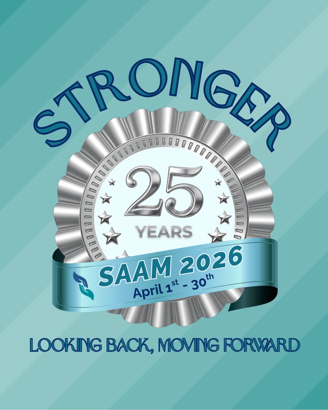 Starting Strong: This year’s SAAM theme is 25 Years Stronger: Looking Back, Moving Forward. We are looking forward to sharing promoted posts with you for the next 30 days as we participate in the @nsvrc #30DaysOfSAAM2026 Challenge. Each day is devoted to shared memories, new ideas, survivors, advocates, and making the movement against sexual assault a stronger movement. We want to take a moment to recognize NSVRC for their commitment to the movement. 👏 We have created our daily marker medallion to help them commemorate their 25th anniversary. And check out the activities being hosting in your area. #Day1 #startingstrong #25years