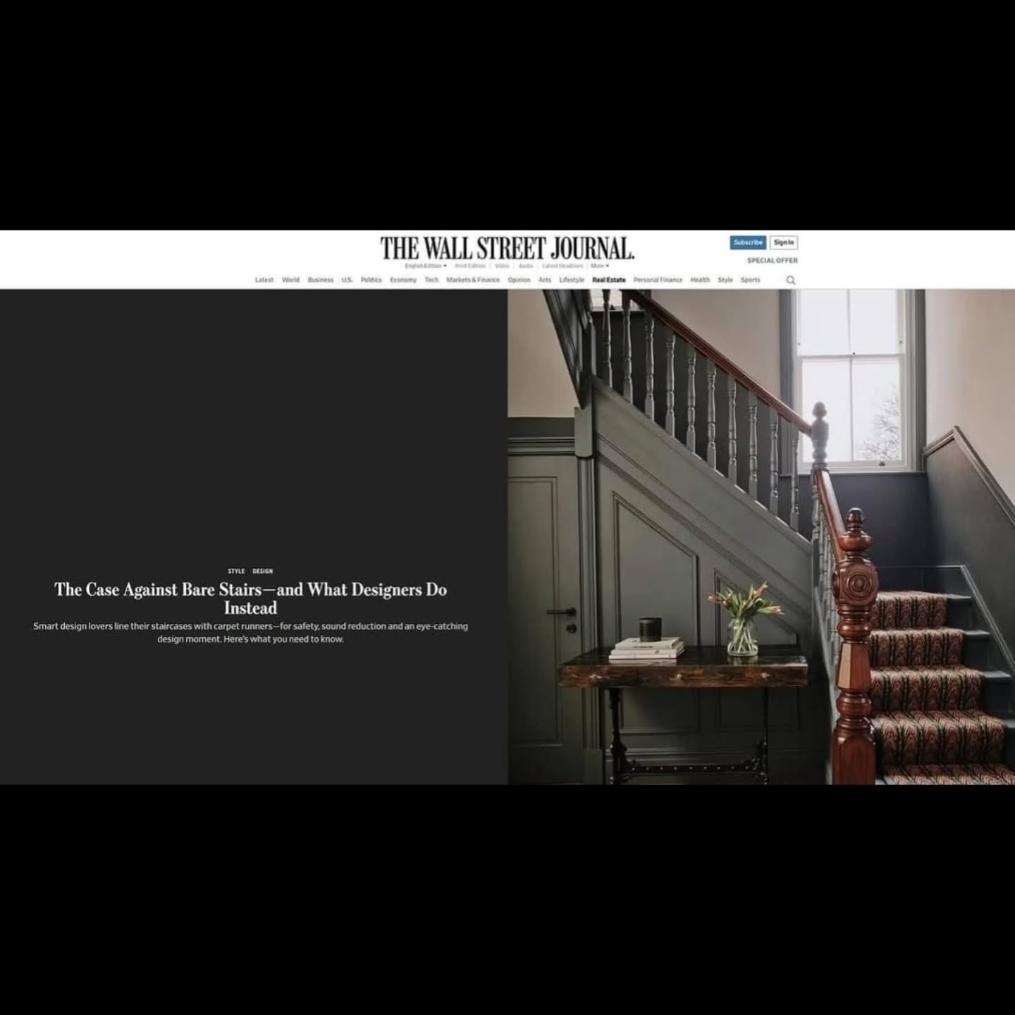 From the job site to a featured page of the Wall Street Journal. We are incredibly honored to see our Belsize Park project featured in the Wall Street Journal, "The Case Against Bare Stairs."
To us, building isn't just about structures, it’s about the fine details that make a house a home like the quiet, safe elegance of a perfectly installed stair runner.
To be recognised by a global authority for our approach to design and construction is a testament to our team’s dedication to quality.
A huge thank you to our clients who trust us with their visions, and to our team who ensures every step we build is a step toward perfection.
#HiraConstruction
#wallstreetjournal
