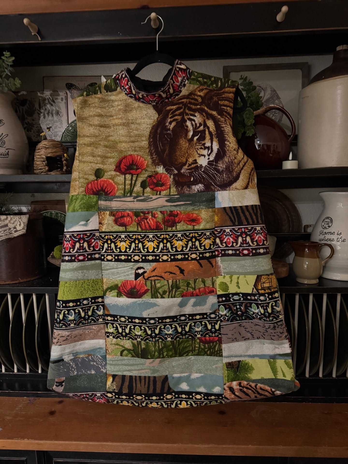🐯 🐅 🐯 Tiger Tapestry Upcycle Challenge 🐯 🐅 🐯 She’s ready for her fitting and model photoshoot. Rrrrwwwwwrrrrr…!!! #upcycle #sustainblefashion #upcycle #upcycling #refashion