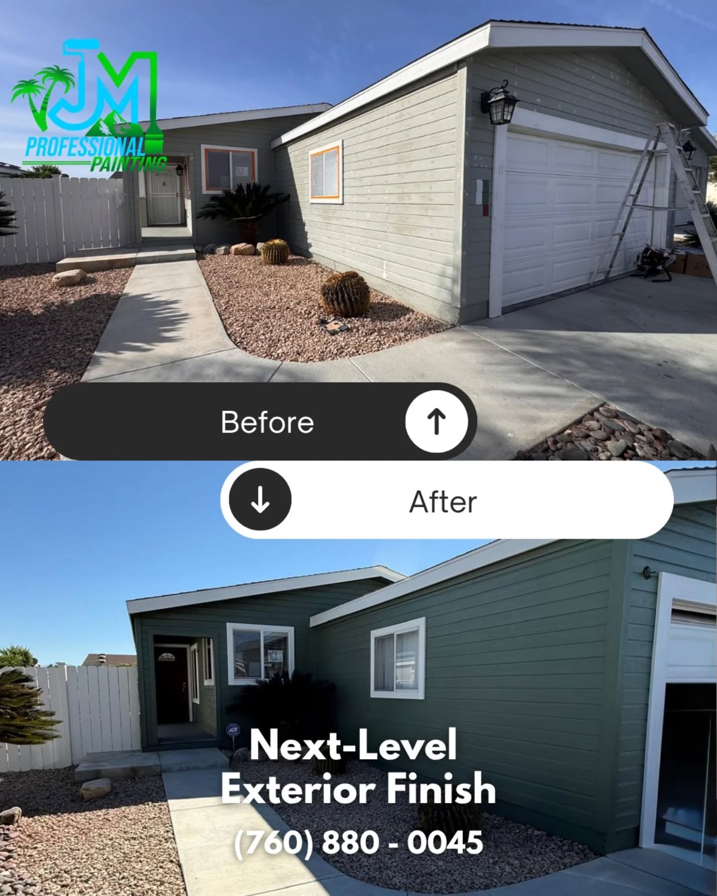 Check out this incredible exterior makeover by JM Professional Painting. We swapped out the faded siding for a deep, modern green with crisp white trim, giving this home the curb appeal it deserves.
📞 Contact us: (760) 880 - 0045