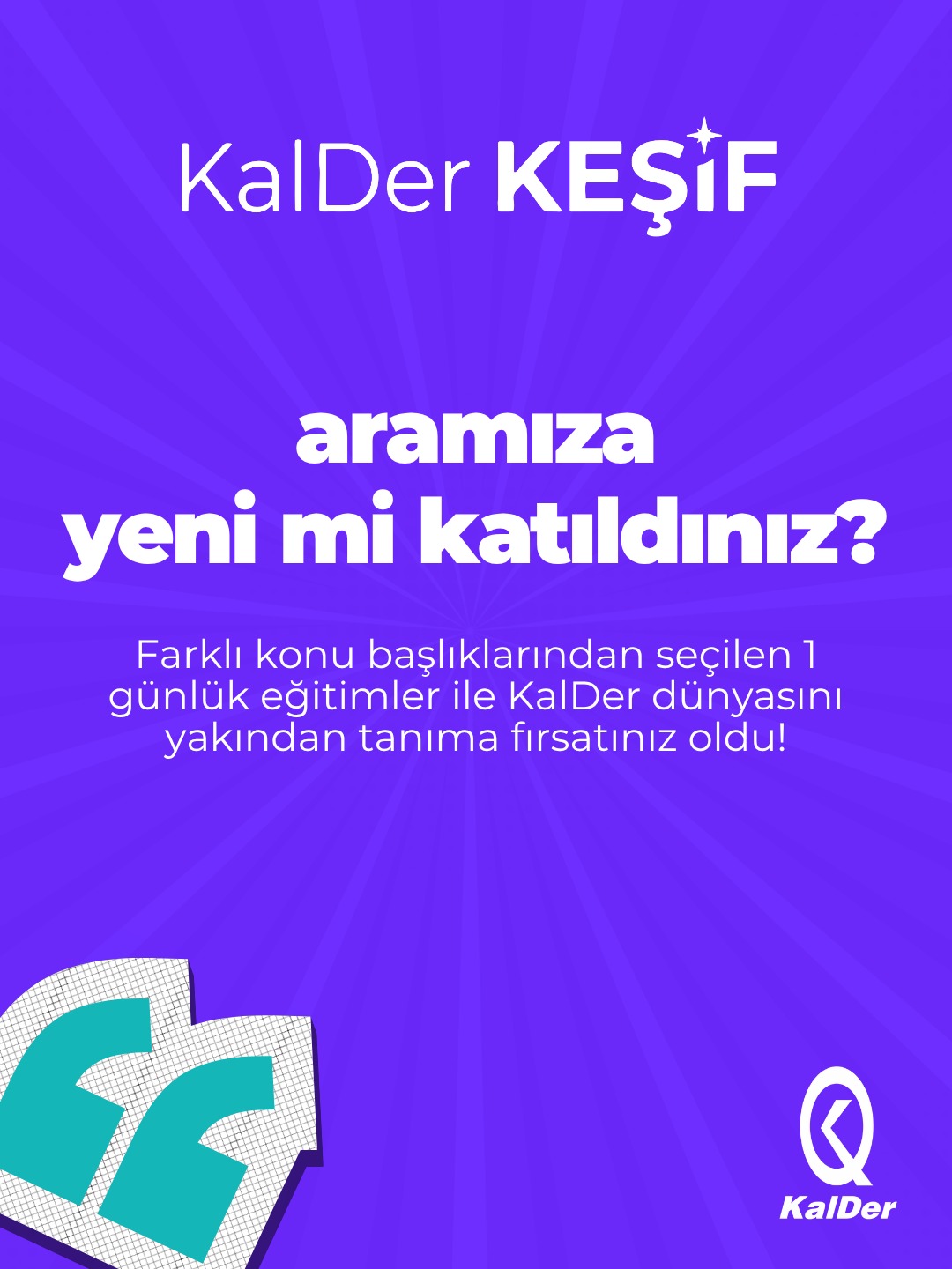 🧭KalDer Keşif ile ilk adımı attık!
26 Mart’ta gerçekleştirdiğimiz EFQM Modeli Temel Eğitimi ile yeni üyelerimiz KalDer dünyasını yakından tanıma fırsatı buldu.
KalDer Keşif kapsamında; farklı başlıklarda sunulan 1 günlük içeriklerle üyelerimizin ihtiyaçlarına odaklanıyor, güçlü bir başlangıç süreci oluşturuyoruz.
Aramıza yeni katıldıysanız, sizi de KalDer Keşif ile tanışmaya davet ediyoruz.
#KalDer #KalDerKeşif #EFQM