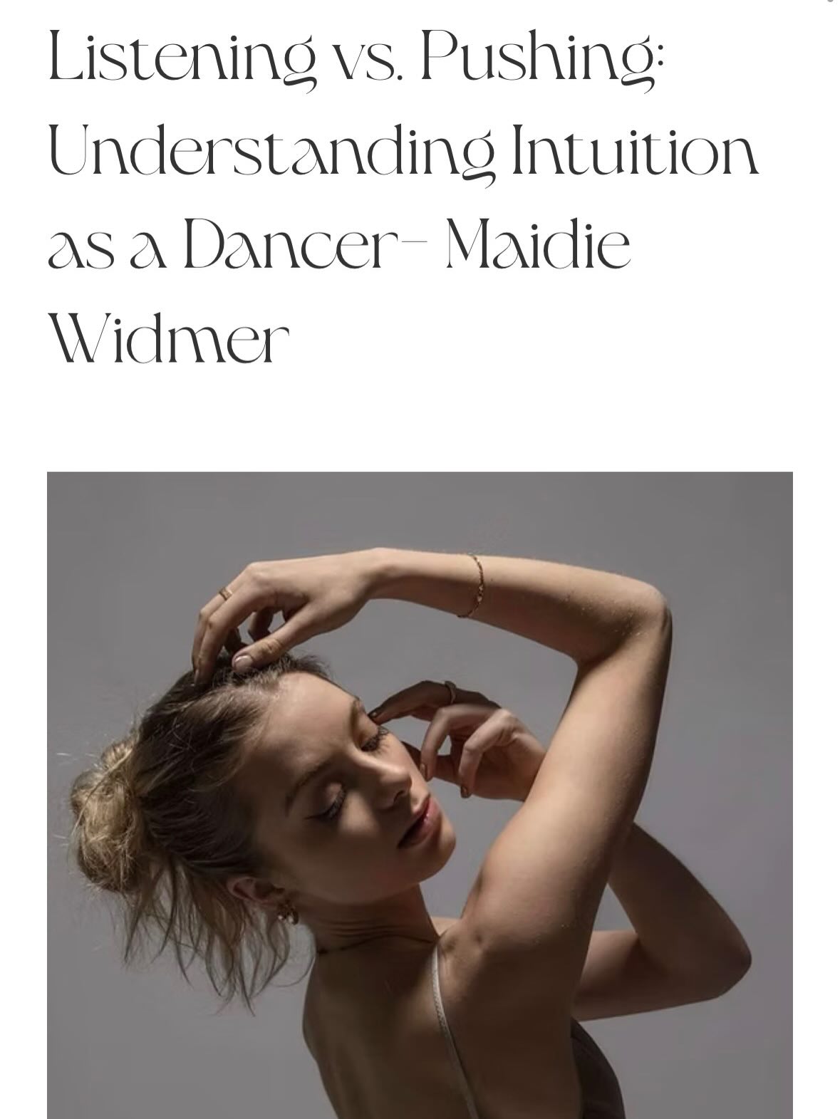 GUEST BLOG POST 🌸 link in stories 🌸
In a world of overstimulation of social media, we like to take it back and slow down with a cup of tea and a good read. The wonderful @maidiewidmer has written a beautiful piece for us on navigating intuition as a professional dancer. She writes so beautifully and talks candidly about the challenges of avoiding diet/industry culture distractions in the pursuit of health 🌸🤍
If you’re interested in guest writing for our blog, we’d love to hear from you.
X