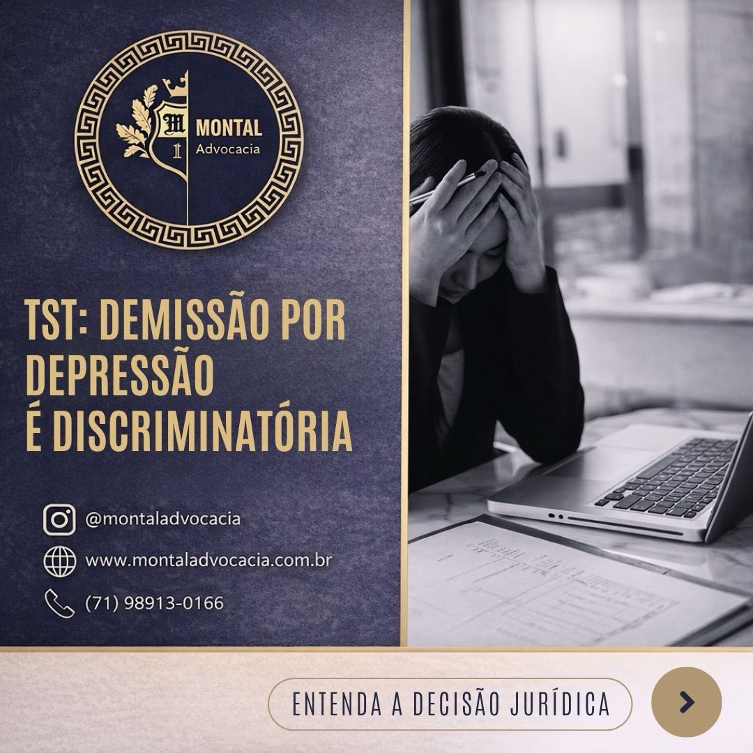 DEMISSÃO POR DEPRESSÃO É DISCRIMINATÓRIA
O Tribunal Superior do Trabalho decidiu que a demissão de uma trabalhadora logo após o retorno de afastamento por depressão configura ato discriminatório, gerando direito à indenização.
A Justiça do Trabalho reconhece que a depressão é uma doença estigmatizante, e que o trabalhador não pode ser dispensado em razão de sua condição de saúde, especialmente quando ausente justificativa objetiva.
📌 Doença não é motivo para demissão.
📌 Saúde mental é direito.
📌 Discriminação gera responsabilidade do empregador.
👩⚖️ Se você tem dúvidas sobre direitos, dispensa ou estabilidade, conte com a Montal Advocacia para orientação jurídica especializada.
📧 adm@montaladvocacia.com.br
🌐 www.admadvocacia.com.br
📞 (71) 98913-0166
📌 Fonte: Tribunal Superior do Trabalho (TST)
#DireitoDoTrabalho #JustiçaDoTrabalho #DispensaDiscriminatória #Estabilidade #MontalAdvocacia TST