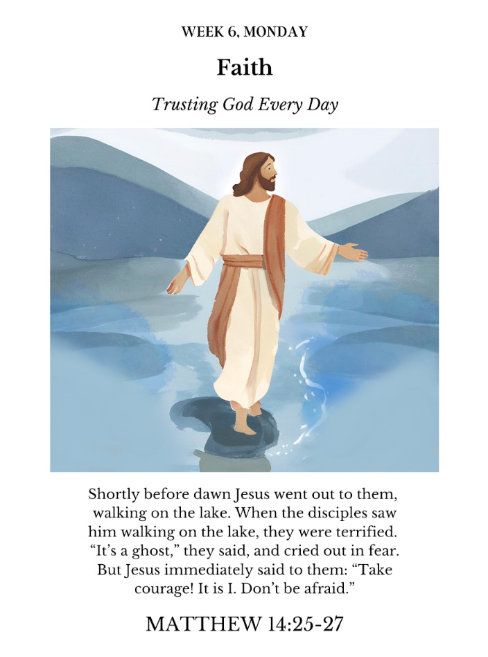 Shortly before dawn Jesus went out to them, walking on the lake. When the disciples saw him walking on the lake, they were terrified. "It's a ghost," they said and cried out in fear. But Jesus immediately said to them: "Take courage! It is I. Don't be afraid."
Matthew 14:25-27
www.womenschristianfellowship.org
#jesus #wcf #prayer