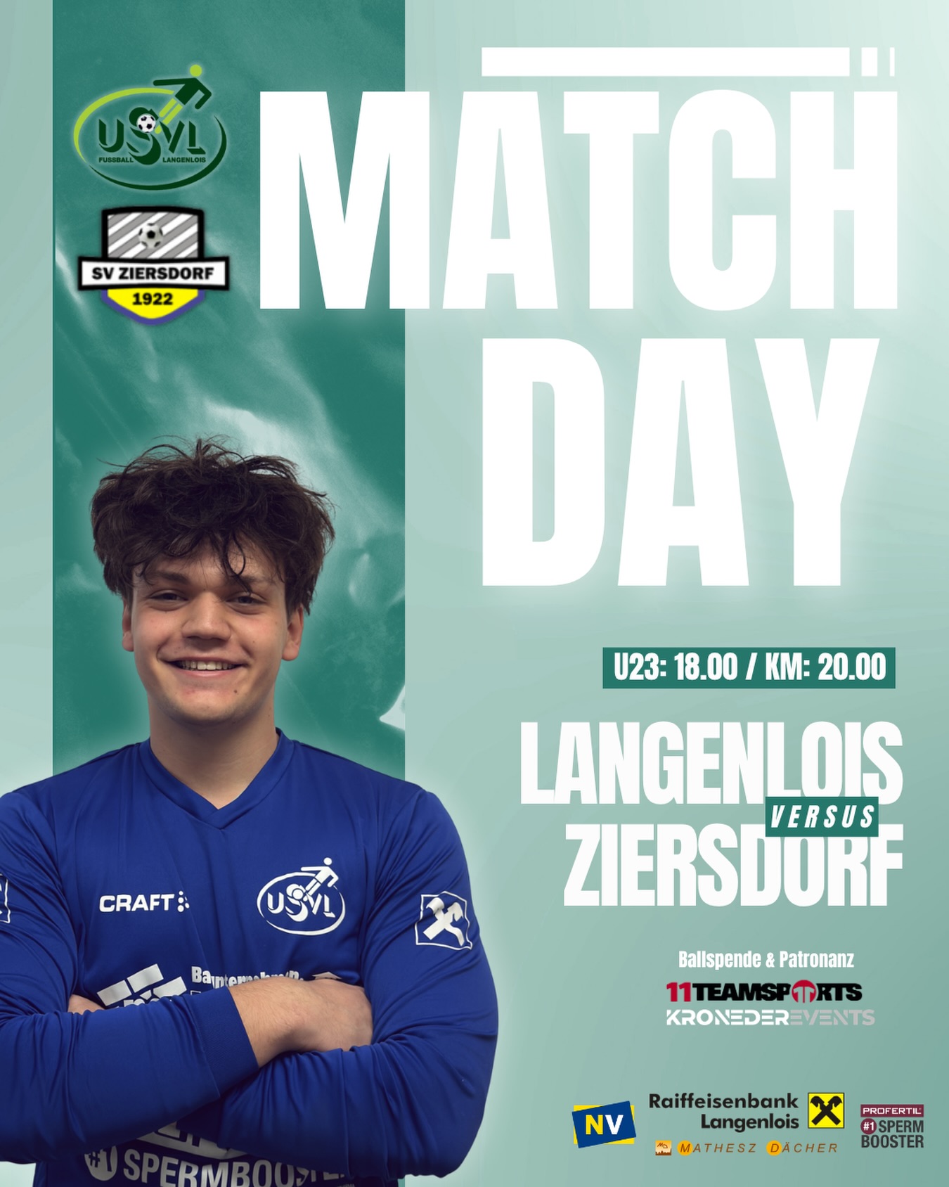 MATCHDAY 💚🤍
Heute empfangen wir den @svziersdorf in Langenlois! 🔥
Nach der letzten Niederlage wollen wir zuhause eine Reaktion zeigen und die drei Punkte holen. 💪
Anpfiff:
18:00 Uhr – U23
20:00 Uhr – Kampfmannschaft
Kommt vorbei und unterstützt unsere Jungs! 🙌
🤝 Patronanz & Ballspende
@kronederwein
@11teamsports
#forzausvl #matchday #loiserjungs #gemmadeloiser