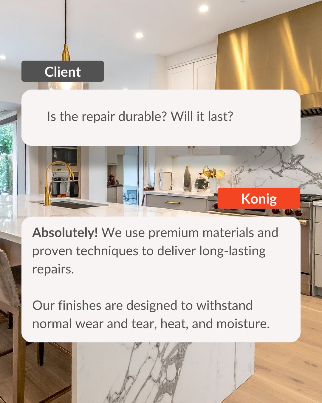 The answer is ABSOLUTELY!
Our repairs are completed using premium materials and professional techniques, designed to handle everyday use, heat and moisture.
Plus, many of our repairs come with a workmanship warranty for extra peace of mind.
Get a free quote via the form on our website today!
#SurfaceRepair #HomeRepair #RepairService #Restore #SurfacerepairSpecialists