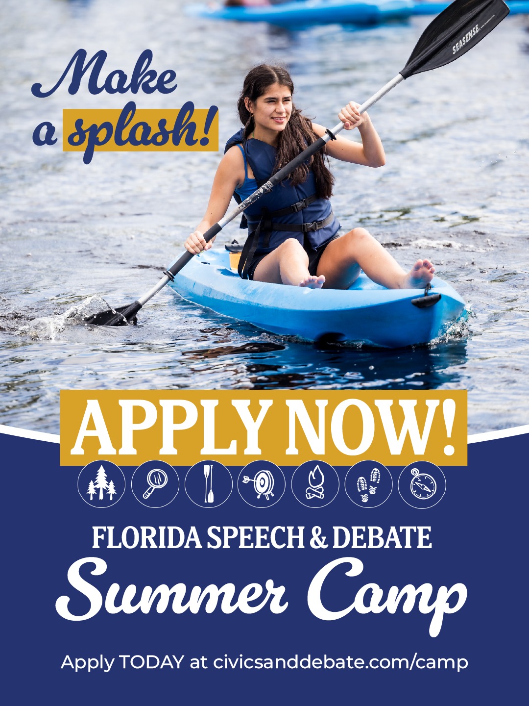 Make a SPLASH this summer! 🌊🎤 Applications are officially open for Middle and High School Florida Speech and Debate Summer Camps!
Middle School: June 15–19 in Central Florida
High School: June 29-July 3 in Marianna, Florida
Campers will have the opportunity to build confidence, grow speech and debate skills, connect with like-minded peers and experience an unforgettable summer adventure!
Learn more at civicsanddebate.com/camp