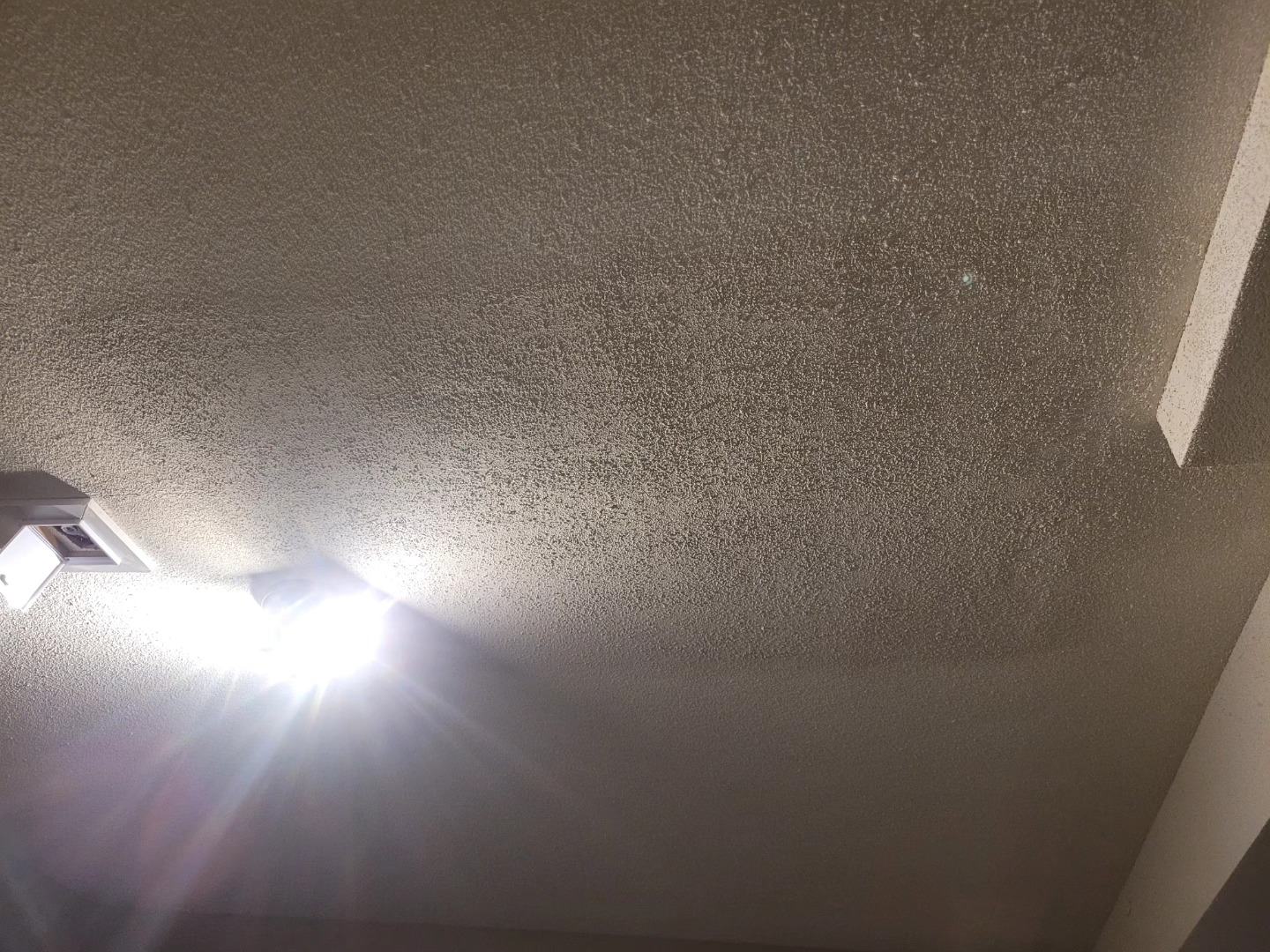 Popcorn is fixable. Let Maximus Craftsmanship deal with it like how we dealt with this pipe leak. Once this popcorn dried, it was unnoticeable. If not, a paint match or painting the whole ceiling would make it invisible. It's like it never even leaked. Swipe to see the process in reverse.