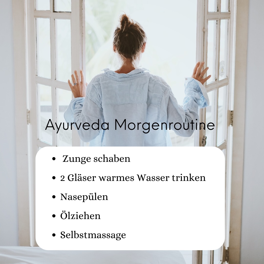 Morgenroutine - ein guter Start in den Tag🌟🌟🌟
Jetzt im Frühling, in der Aufbruchzeit kannst du gut neue Routinen in dein Leben einbauen, die dir helfen gestärkt an Körper und Geist durch den Tag zu kommen.
Beginn den Tag mit Routinen die deine Konzentration stärken und geben dir Energie für den ganzen Tag.
💫
Du beginnst mit Zunge schaben um die Schlackestoffe, die sich in der Nacht gebildet haben, zu entfernen.
Danach trinkst du 1-2 Gläser warmes Wasser und gönnst deinen Verdauungsorganen eine Dusche von innen. Gleichfalls regt es die Verdauung an.
💫
Als nächstes wird die Nase gereinigt, hier kannst du eine Salzlösung verwenden oder einfach warmem Wasser.
Danach wird die Nase geölt, hierfür eignet sich sehr gut ein spezielles Nasenöl wie zum Beispiel Shadbindu oder auch Sesamöl. Gerade für Menschen die an Heuschnupfen leiden ist dieses Ritual empfehlenswert, aber auch wer an chronischer Stirn- oder Nebenhöhlenentzündung leidet, profitiert sehr davon.
💫
Für das Ölziehen verwendest du ein gutes Sesamöl, es reicht eine kleine Menge, da das Öl mit dem Speichel schnell mehr wird. Du solltest das Öl mind. 5-15 Minuten im Mund lassen, so kann es eine gute Wirkung erzielen. Es verbessert das Zahnfleisch und hat eine positive Auswirkung auf die Mund-Flora.
Im Ayurveda liebt man die Selbstmassage vor dem duschen, ich habe für mich das Ritual abgeändert und finde es hat den gleichen Effekt. Ich starte mit der Selbstmassage nach dem duschen. Hierfür verwende ich ein gutes Körperöl.
Magst du das Öl nicht auf deiner Haut, massierst du dich vor dem Duschen, das kann jeder für sich selbst entscheiden.
Wenn Du gerne morgens meditierst oder Yoga praktizierst, wäre jetzt eine gut Zeit dafür, so kann das Öl gut einziehen.
Nun bis du fit und gestärkt in den Tag.
Die Morgenroutine stärkt deine Resilienz und gibt dir innere Ruhe🌟.
#ayurveda #selfcare #achtsamkeit #ayurvedatreatment #innerestärke