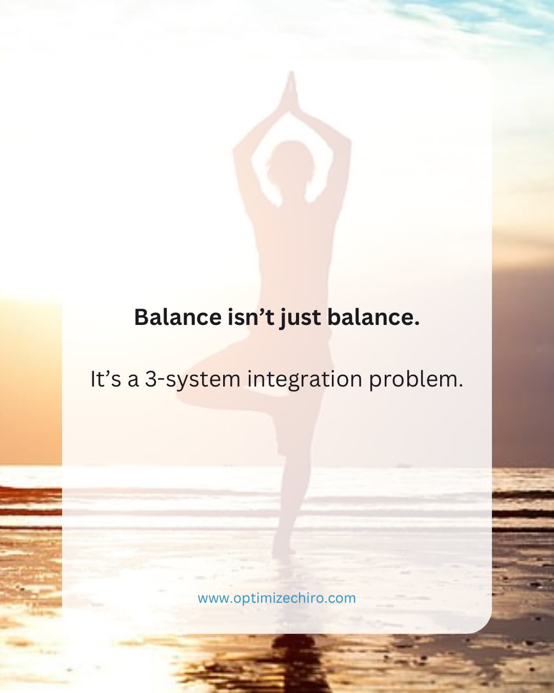 Balance isn’t just “good or bad” — it’s a measurable, adaptable system.
Using a force plate with the mCTSIB (Modified Clinical Test of Sensory Interaction in Balance) allows us to break balance down into its key components:
👁️ Vision
🦶 Somatosensory (proprioception)
🧠 Vestibular
Why does this matter?
Because balance is a sensorimotor integration problem — your brain is constantly reweighting these systems depending on the environment.
As shown in the work of Robert J. Peterka, upright posture is controlled by a feedback system that integrates visual, vestibular and somatosensory inputs to generate corrective movement. When one input becomes unreliable (e.g. eyes closed or unstable surface), the brain must reweight toward the remaining systems to stay upright.
👉 This is exactly what the mCTSIB tests.
But here’s where it gets more interesting…
By adding head position changes, we can further identify neck proprioceptive differences — something highlighted in work by Frederick Carrick.
Why you SHOULD be testing balance:
⚠️ Falls risk
→ Impaired sensory integration = higher instability and fall risk
🧠 Concussion assessment
→ Balance deficits are a key component of post-concussion dysfunction
🏃♂️ Athletic performance
→ Efficient sensory reweighting = better movement control
🧬 Neurological conditions
→ Early detection of sensory integration deficits
Why a force plate matters:
✔️ Objective (not guesswork)
✔️ Quantifies sway patterns
✔️ Detects subtle deficits
✔️ Tracks progress over time
Because if you’re not measuring it… you’re guessing.
#concussion #balance #falls #sportschiropractic #neurorehab