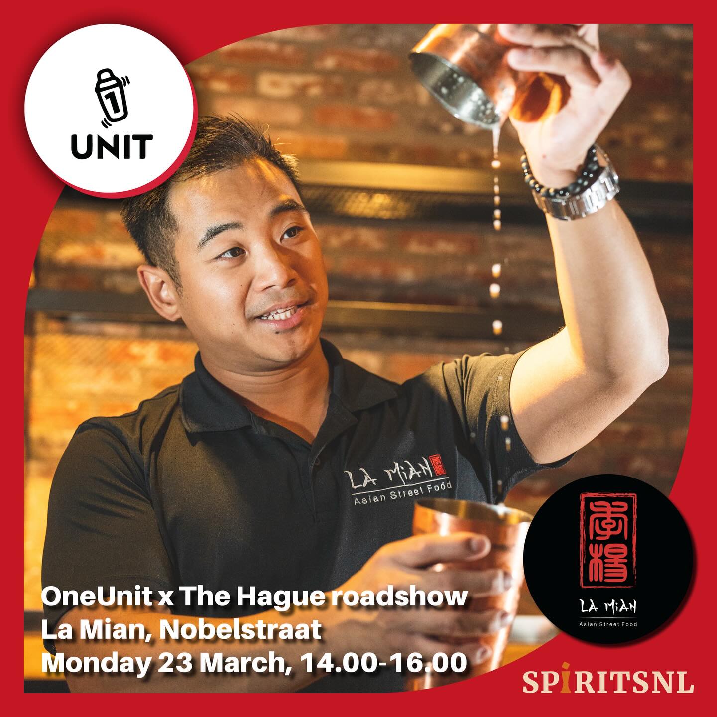 Final call!
Haagse bartenders are invited to join us on Monday 23 March, 14.00-16.00, at La Mian on Nobelstraat in The Hague for the next edition of the Spirits NL OneUnit roadshow.
Bartenders are invited to:
X Discover more about conscious drinking trends
X Learn tips and tricks for making OneUnit cocktails from our experts
X Collect your OneUnit bartender of the year cocktail competition box packed with goodies (and a chance to win €1000)
X Enjoy complimentary cocktails and tasty snacks from La Mian’s kitchen on us
RSVP: nick@sharpmediagroup.co.uk
The OneUnit bartender of the year competition 2026 is sponsored by @absolutvodka @alunarum @beefeatergin @donjuliotequila @enjoy.mesamis @gin_1689 @johnniewalker @thomashenryofficial @vankleef1842 / Photos @honkingelephant << @timo.janse @brightonn1ck @lamianasianstreetfood @oneunit.nl
#THCW26 #thehaguebartenders #oneunit #thehague #horeca