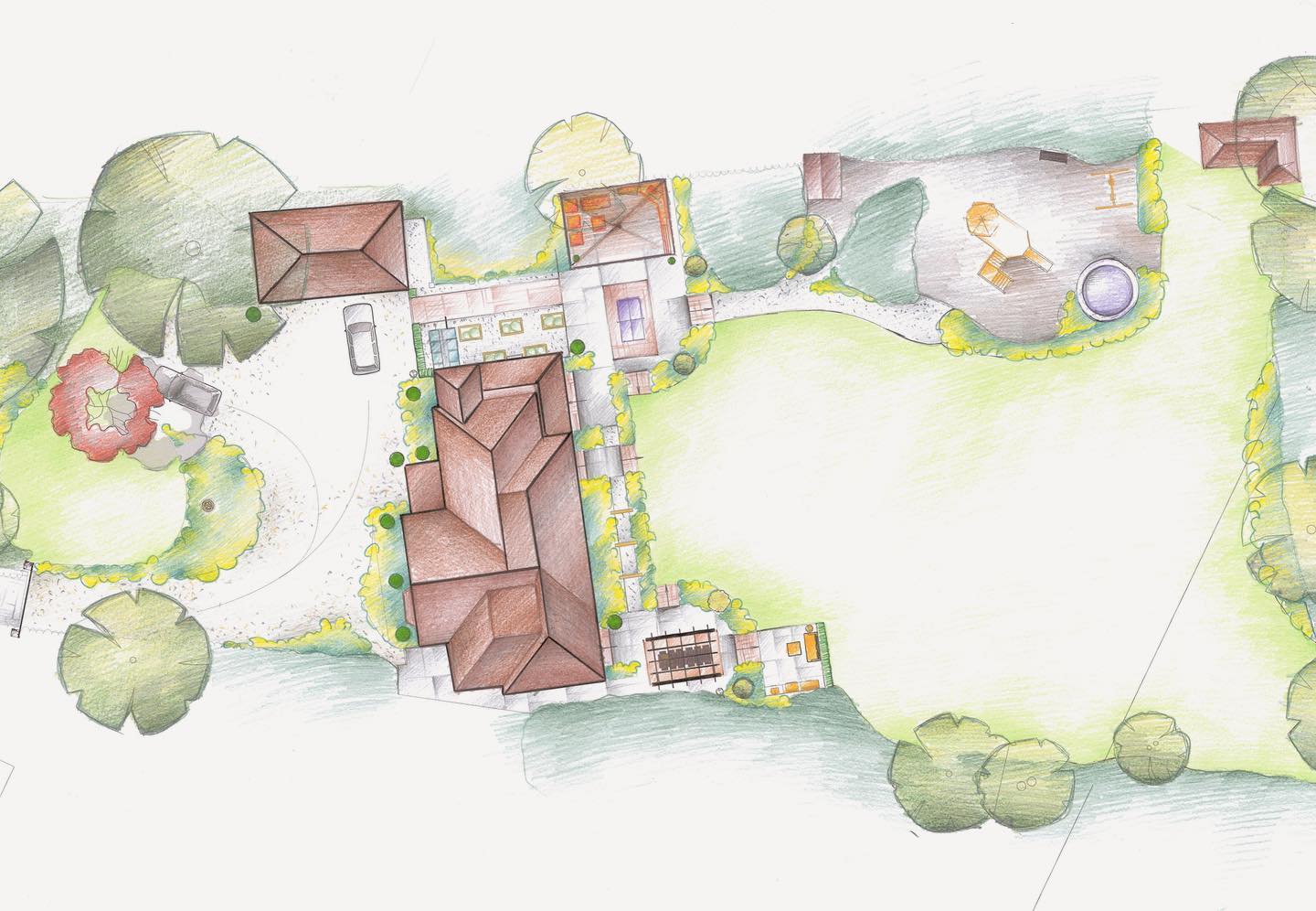 A design project underway in Farnham. This design really highlights the importance of dividing up your spaces.
A patio that once stretched all the way down the rear of the house has now been divided into two key locations with a purpose. Planting down the centre has been used to connect these spaces creating beautiful views and movement through the garden.
Whether its enjoying lunch with family on a hot summers day or hosting friends on a cool autumns day in front of the brick fire place, this design will hugely improve how this garden is used and enjoyed for many many years to come.
🪴@graduatelandscapes 🪴