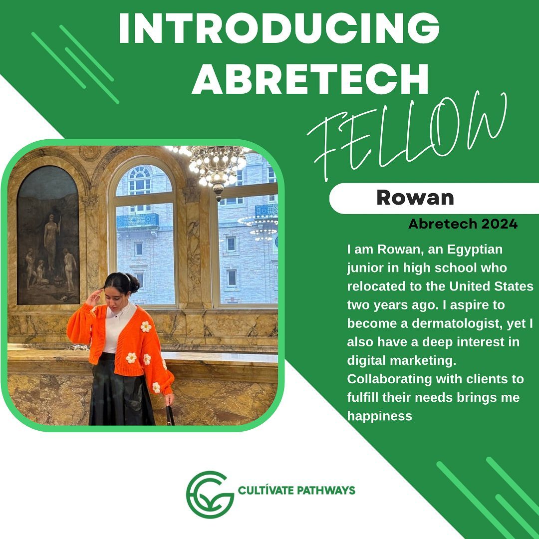 We are pleased to introduce you to Rowan, an AbreTech fellow from Lynn Classical High School! Rowan is entrepreneurial, a strong team player, excels at managing her work flow and shows eagerness on all her projects. She has shown so many qualities that will make her successful in a future job in technology or in medicine (her two current interests!) Thank you for all your work, Rowan! We are looking forward to seeing you grow your talents! PS. Rowan made this digital graphic.
#techinclusion #diversityintech #bilingual #techequity #multilingual #techentrepreneur